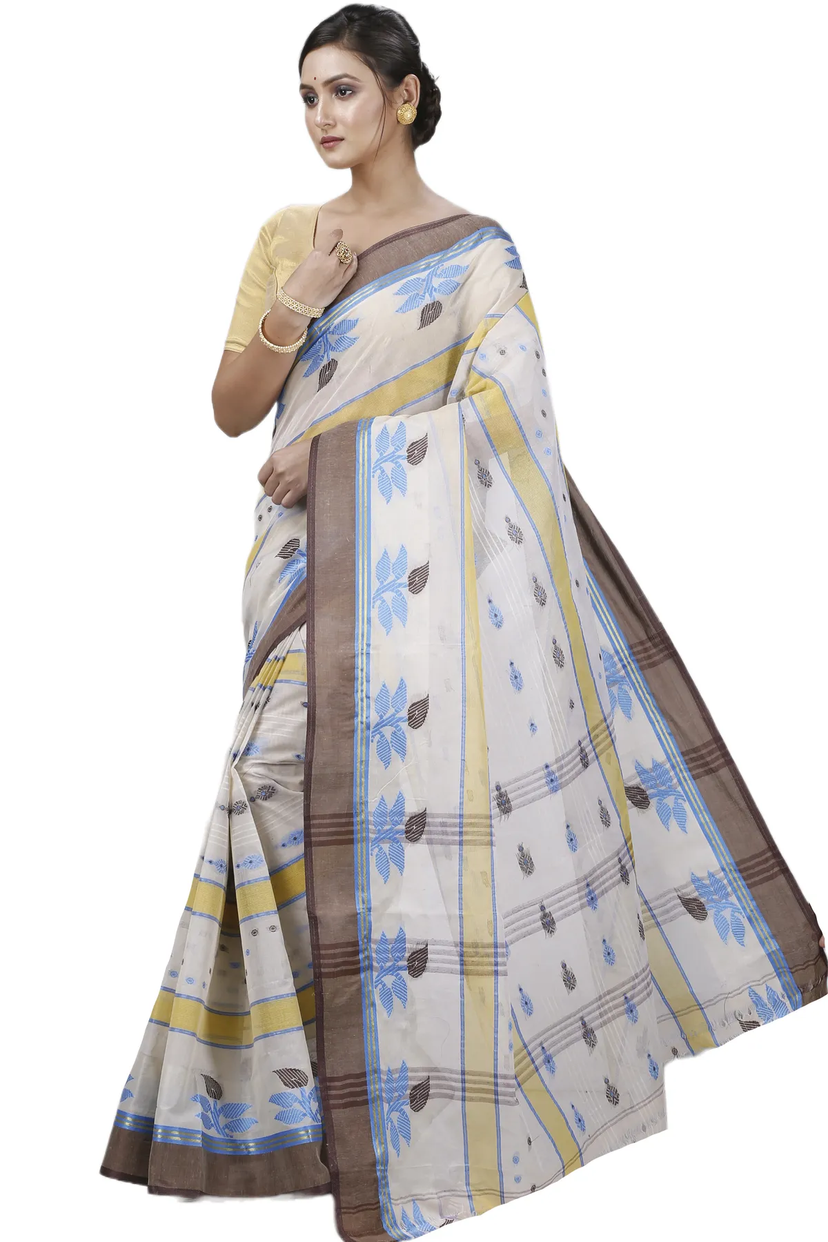 DipDiya Pure Cotton Brown Udichi Heritage You Can Wear Tant Sarees