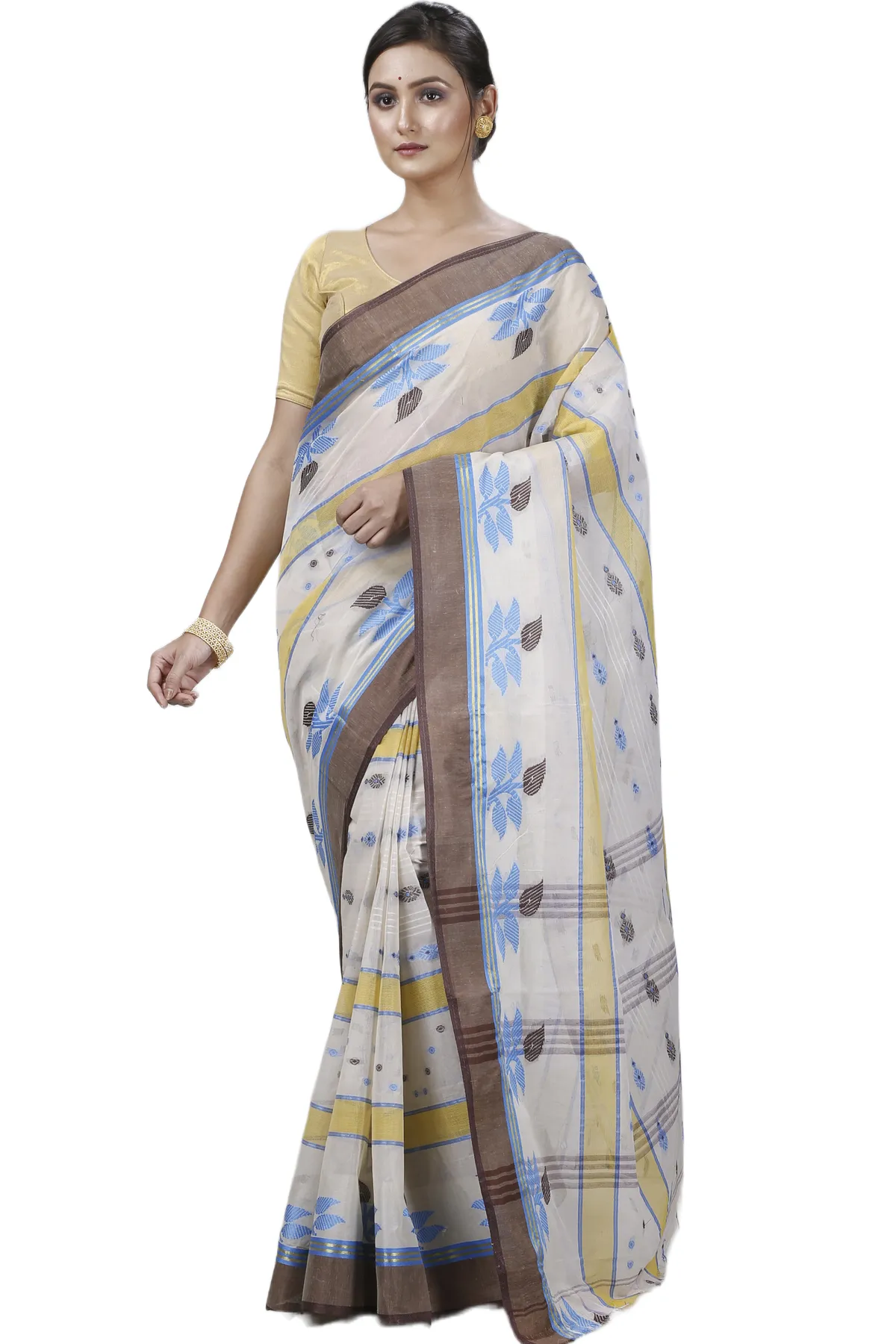 DipDiya Pure Cotton Brown Udichi Heritage You Can Wear Tant Sarees