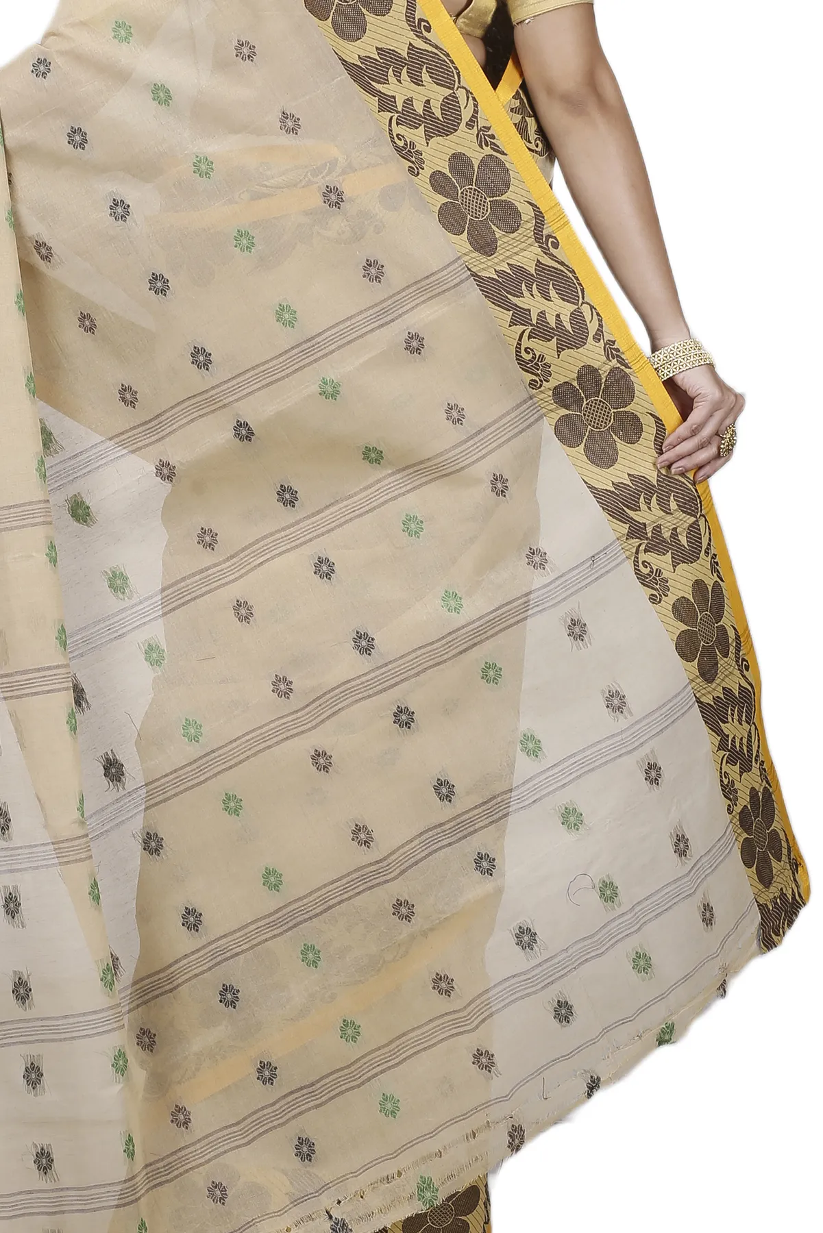 DipDiya Pure Cotton Brown Ushi Handcrafted Elegance Tant Sarees