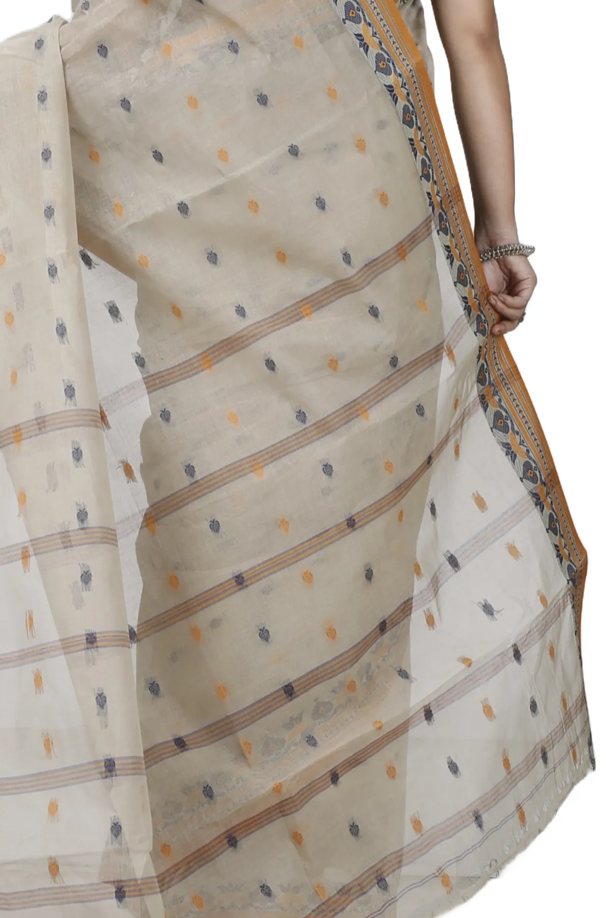 DipDiya Pure Cotton Brown Uvra Crafted in Bengal Tant Sarees