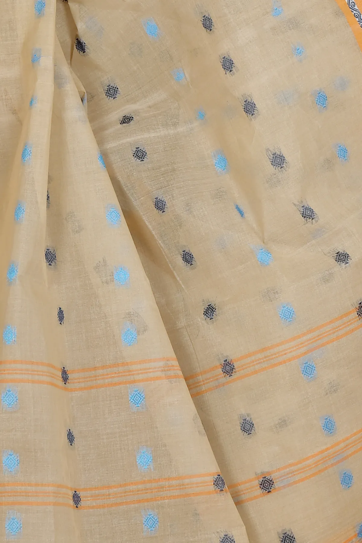DipDiya Pure Cotton Cream Apula Rooted in Bengal Tant Sarees