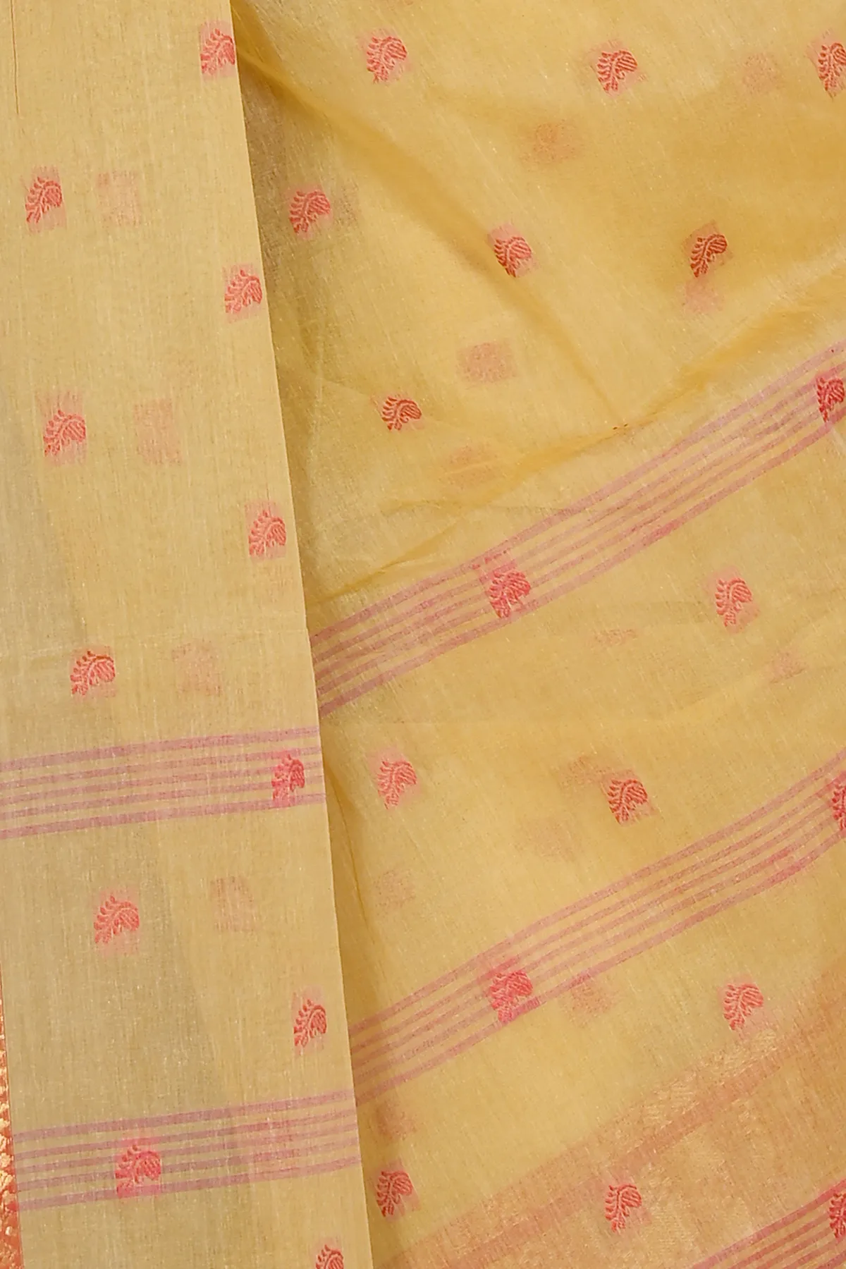 DipDiya Pure Cotton Cream Atula Essence of Bengal Tant Sarees