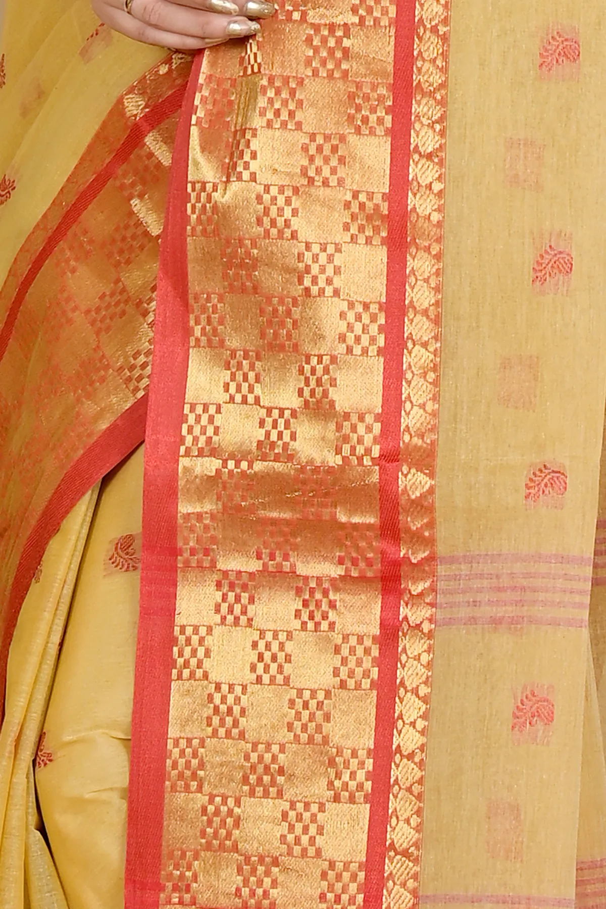 DipDiya Pure Cotton Cream Atula Essence of Bengal Tant Sarees