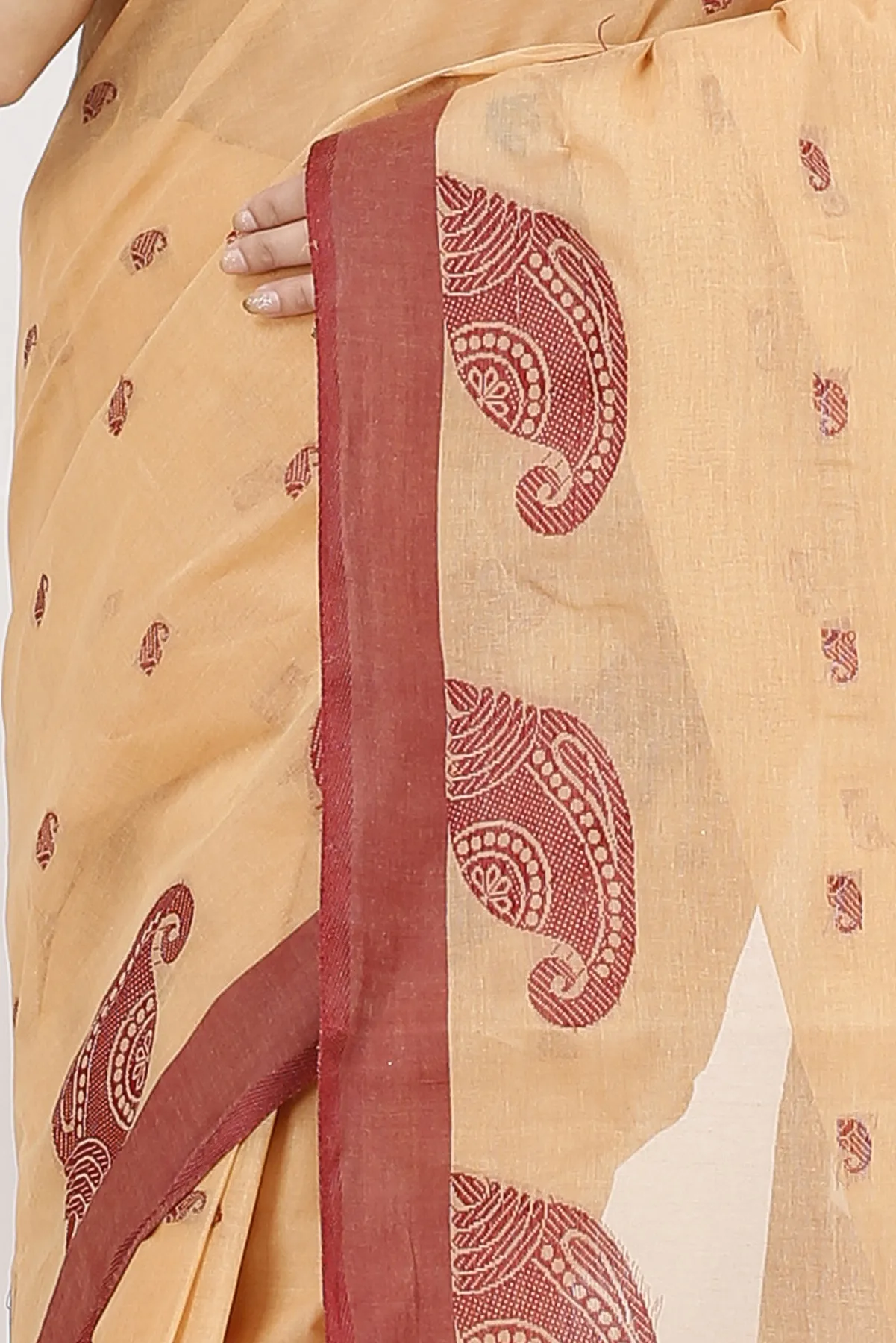 DipDiya Pure Cotton Cream Epto Shonko Essence of Bengal Tant Sarees