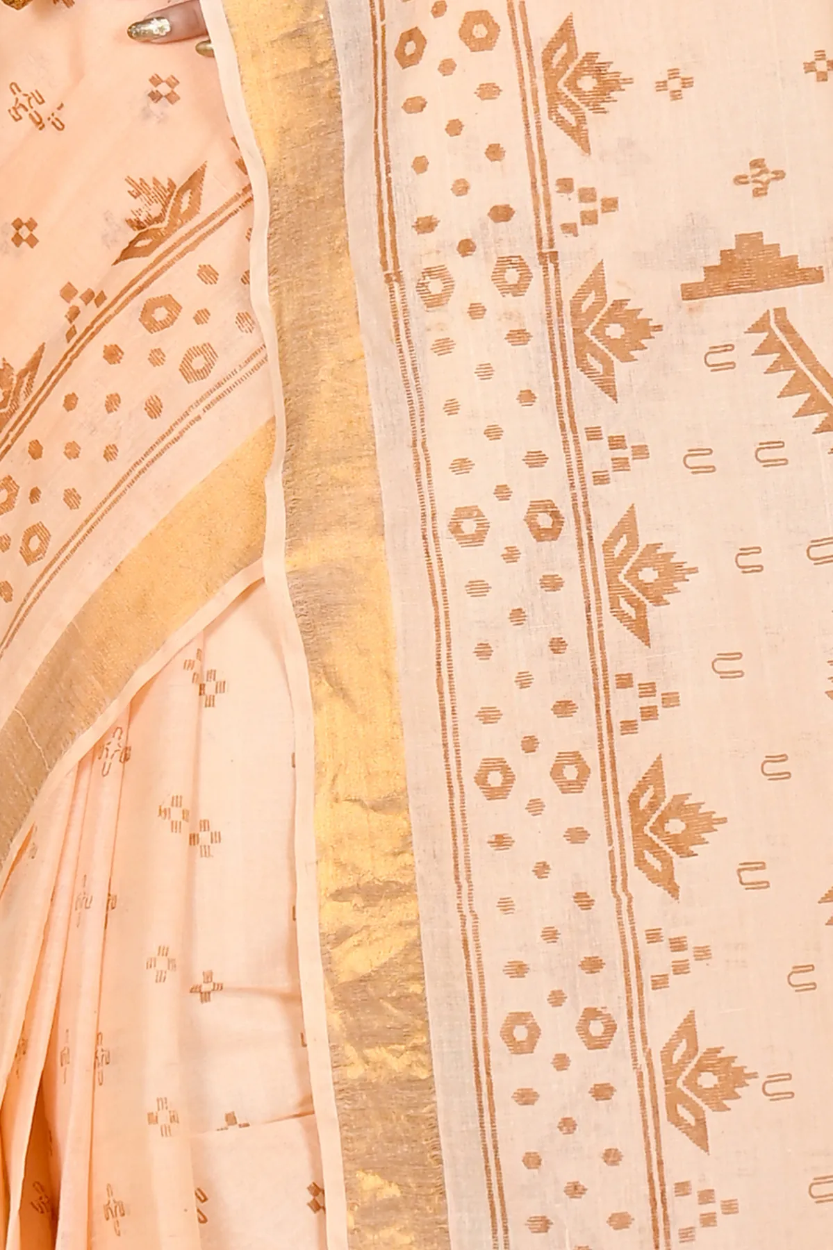 DipDiya Pure Cotton Cream Luvna Elegant by Tradition Printed Tant Sarees