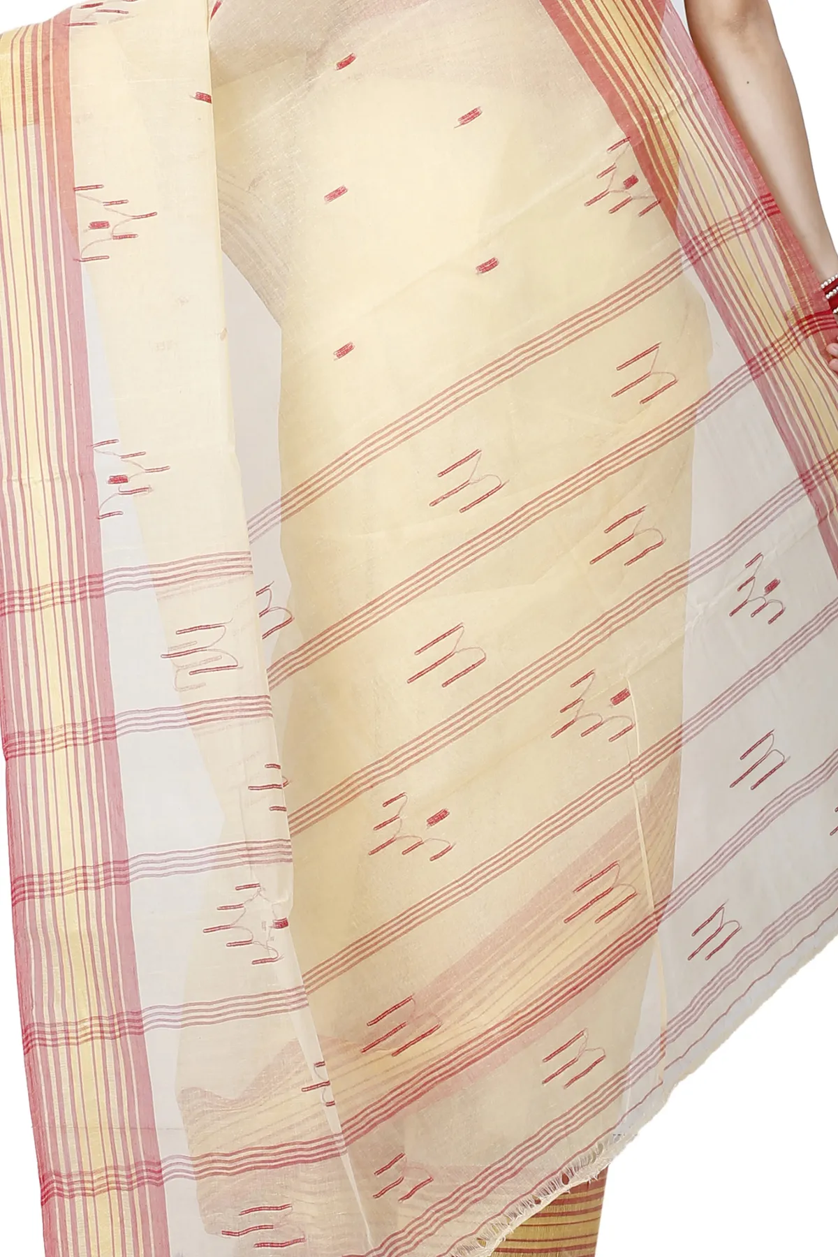 DipDiya Pure Cotton Cream Naman Timeless Bengal Tant Sarees