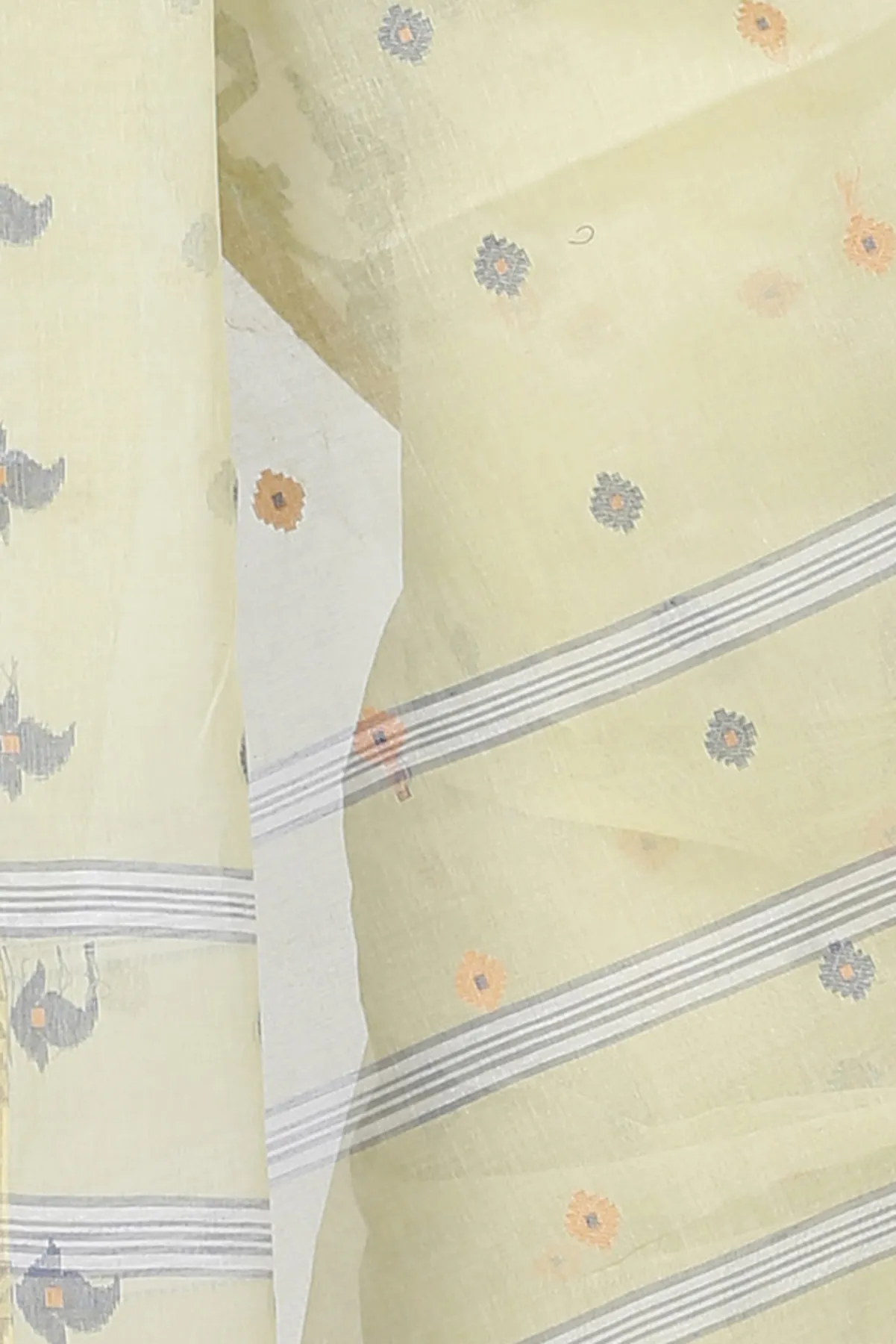 DipDiya Pure Cotton Cream Nripa Crafted in Bengal Tant Sarees
