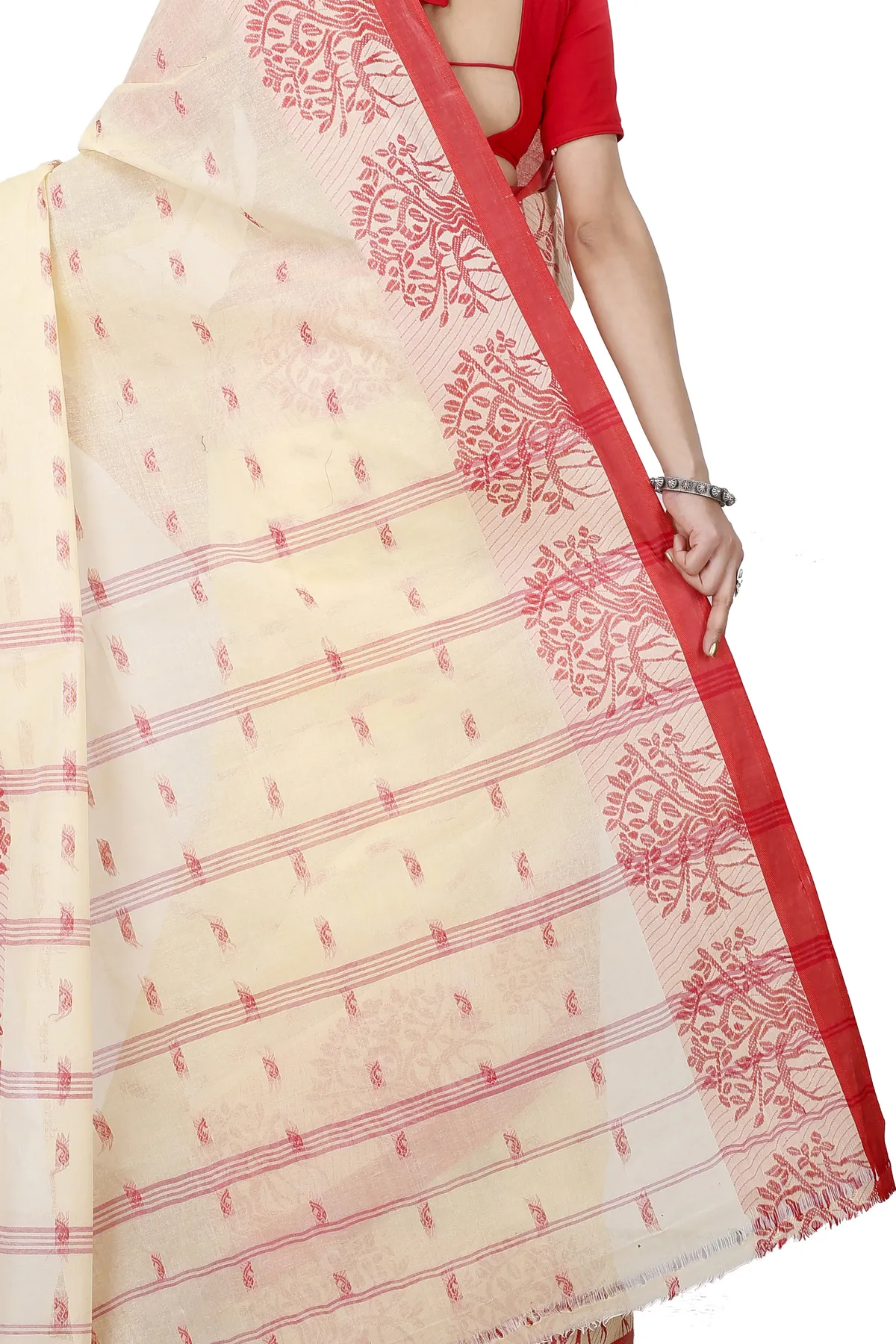 DipDiya Pure Cotton Cream Somaya Essence of Bengal Tant Sarees