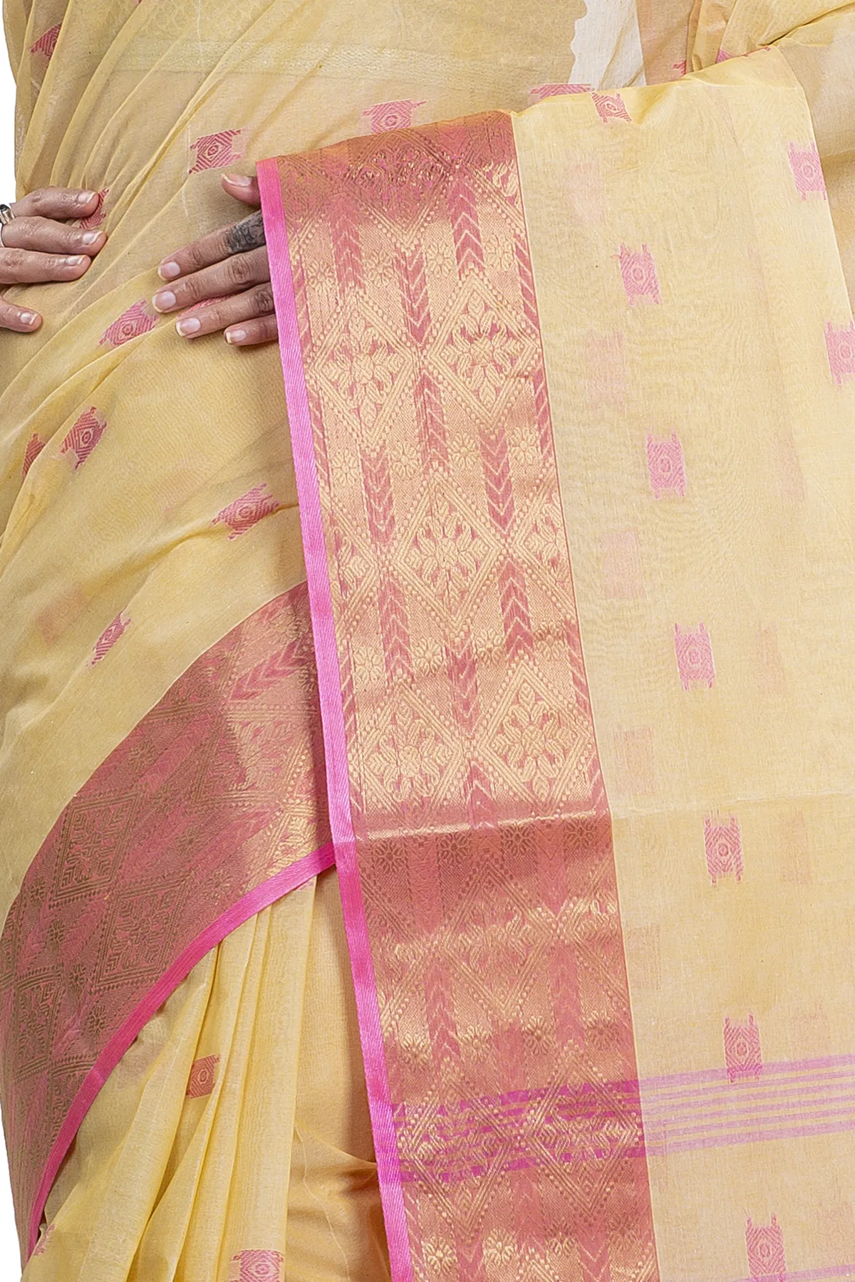 DipDiya Pure Cotton Cream SqureButi Weaves with a Story Tant Sarees