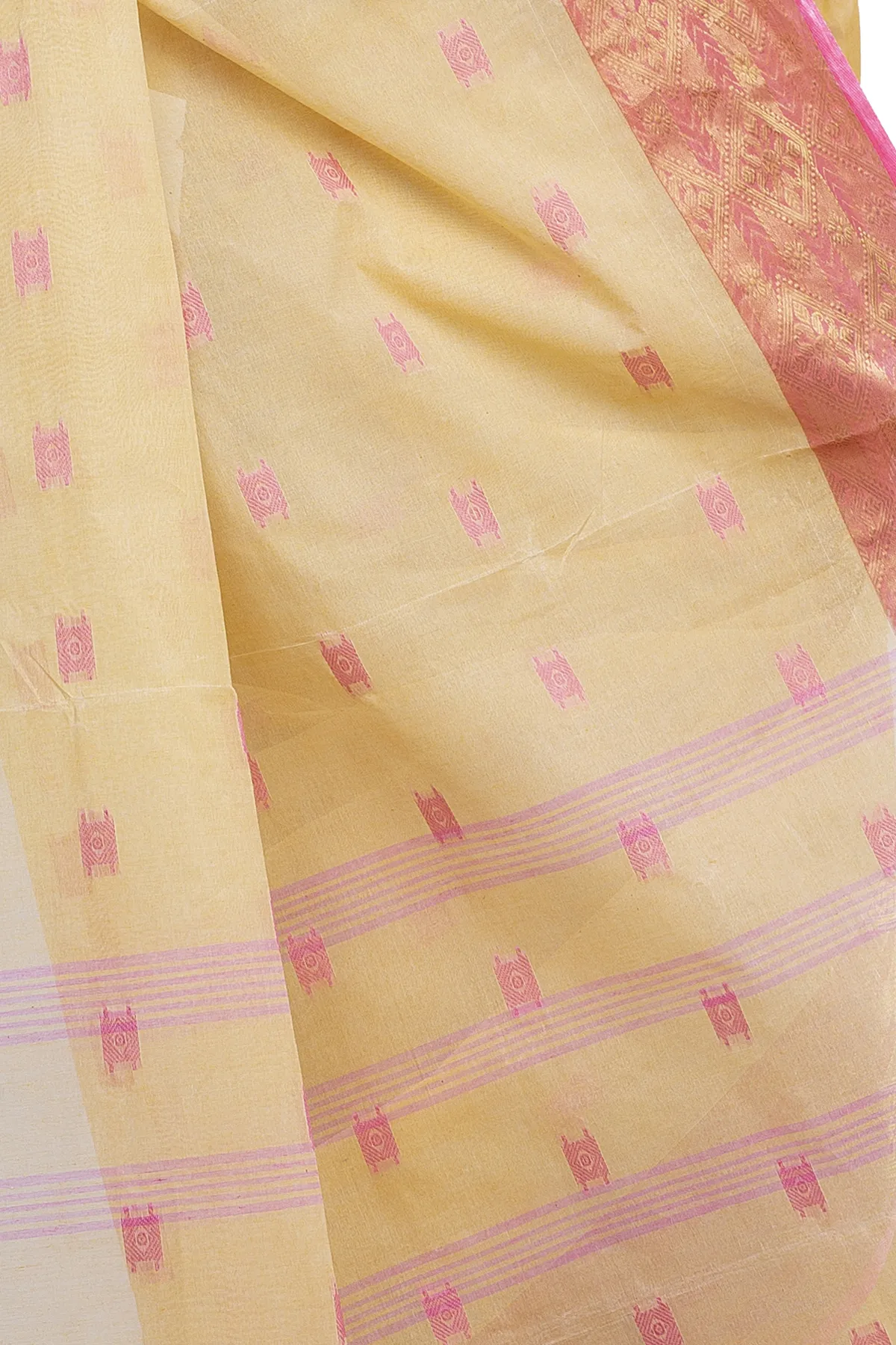 DipDiya Pure Cotton Cream SqureButi Weaves with a Story Tant Sarees