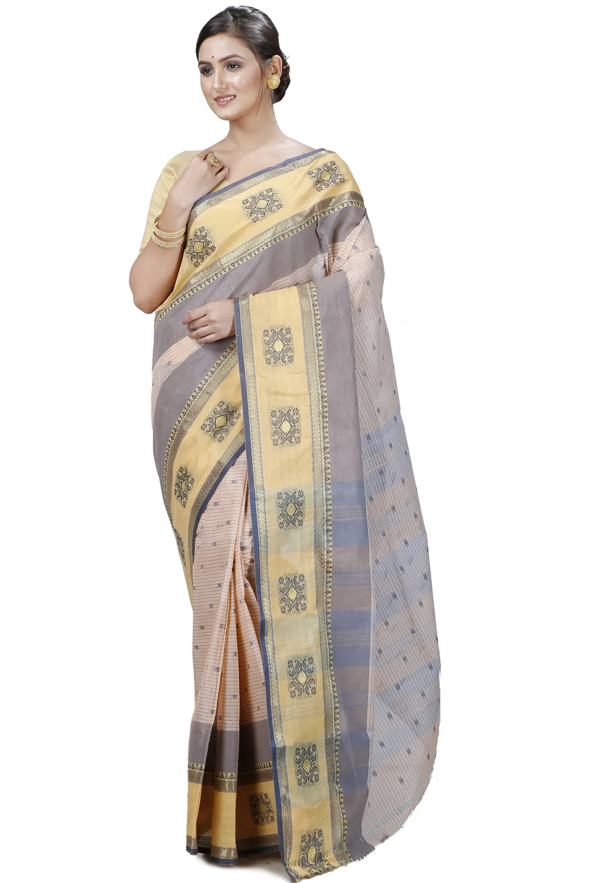 DipDiya Pure Cotton Cream Uma Crafted with Soul Tant Sarees