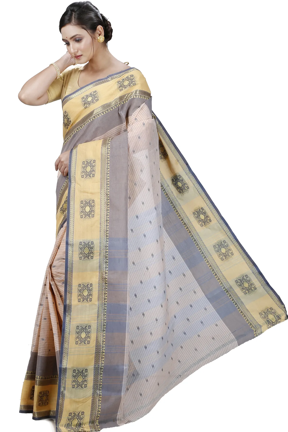 DipDiya Pure Cotton Cream Uma Crafted with Soul Tant Sarees
