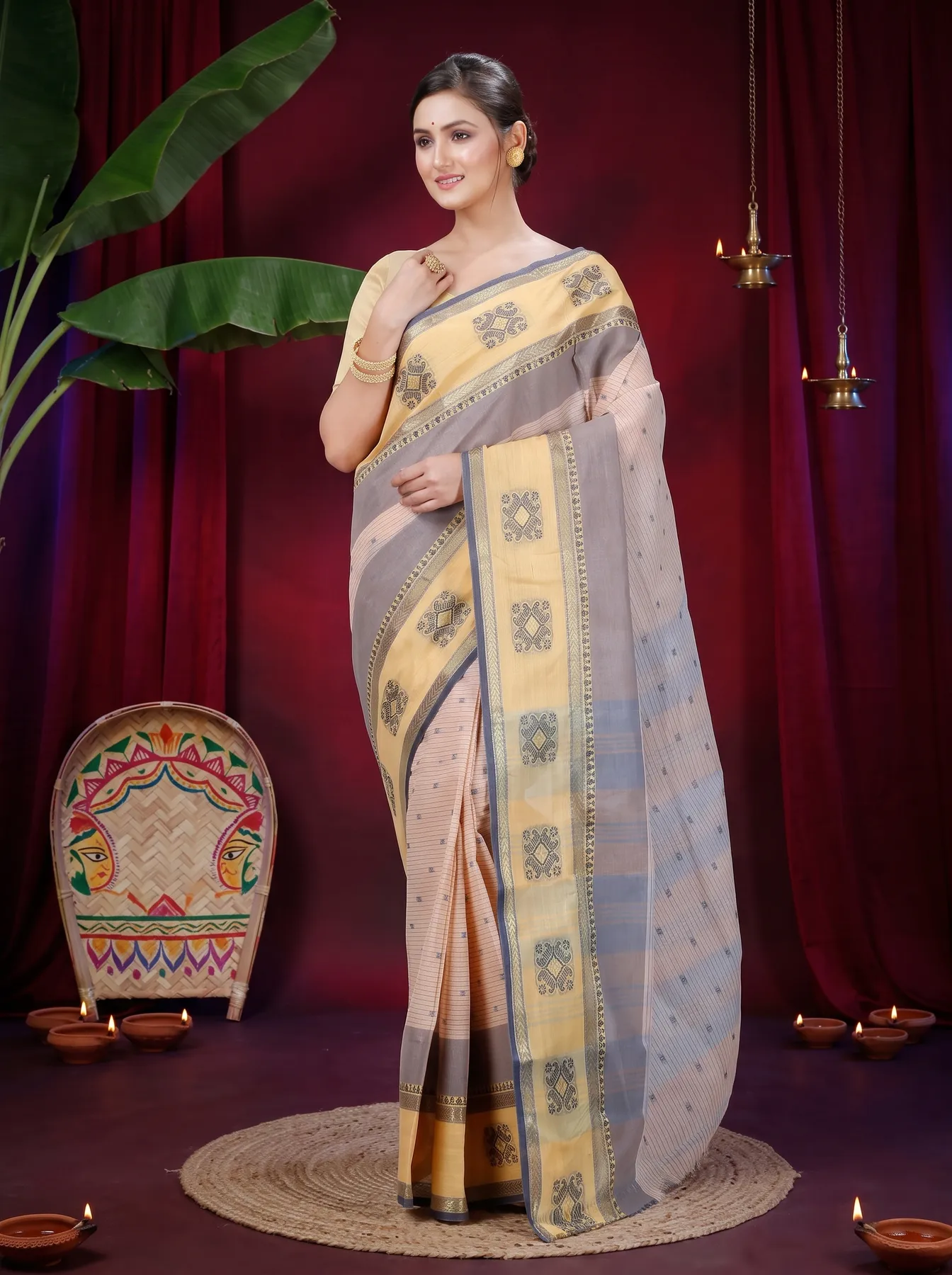 DipDiya Pure Cotton Cream Uma Crafted with Soul Tant Sarees
