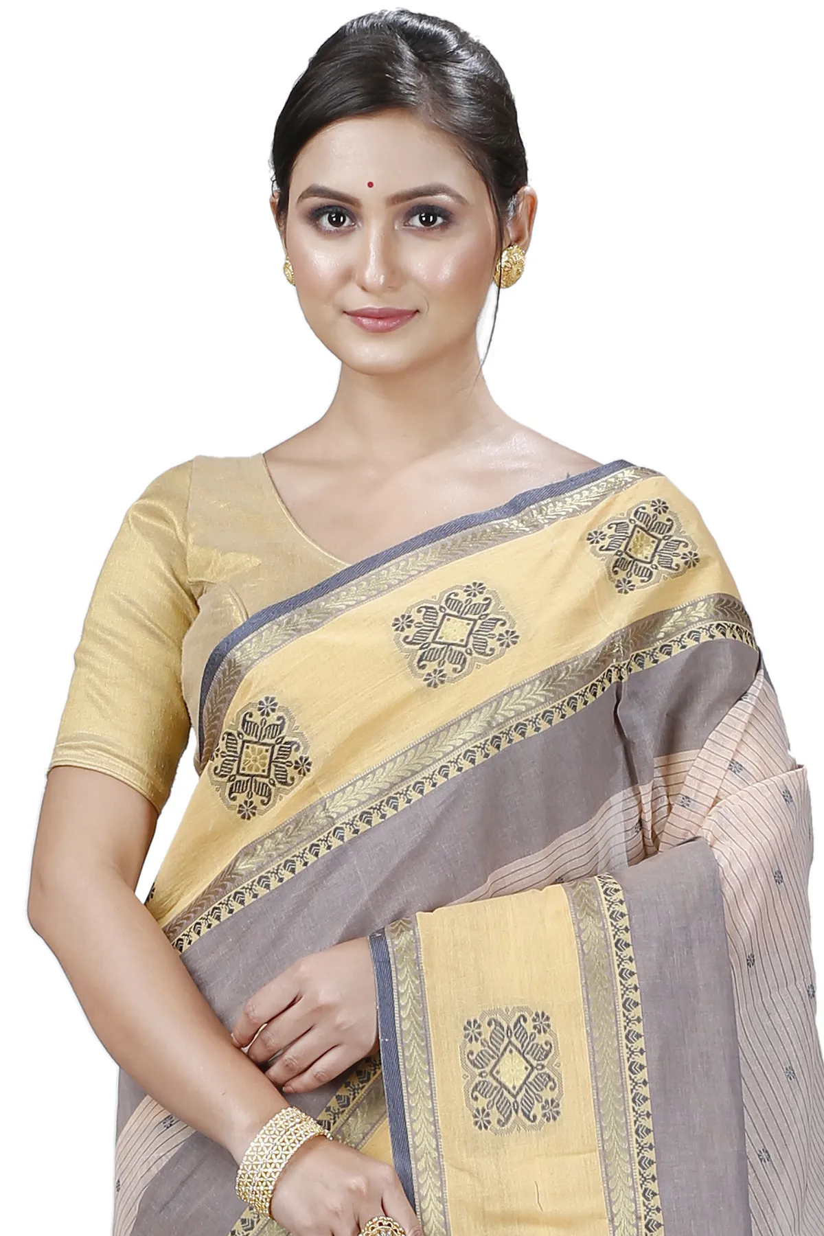 DipDiya Pure Cotton Cream Uma Crafted with Soul Tant Sarees
