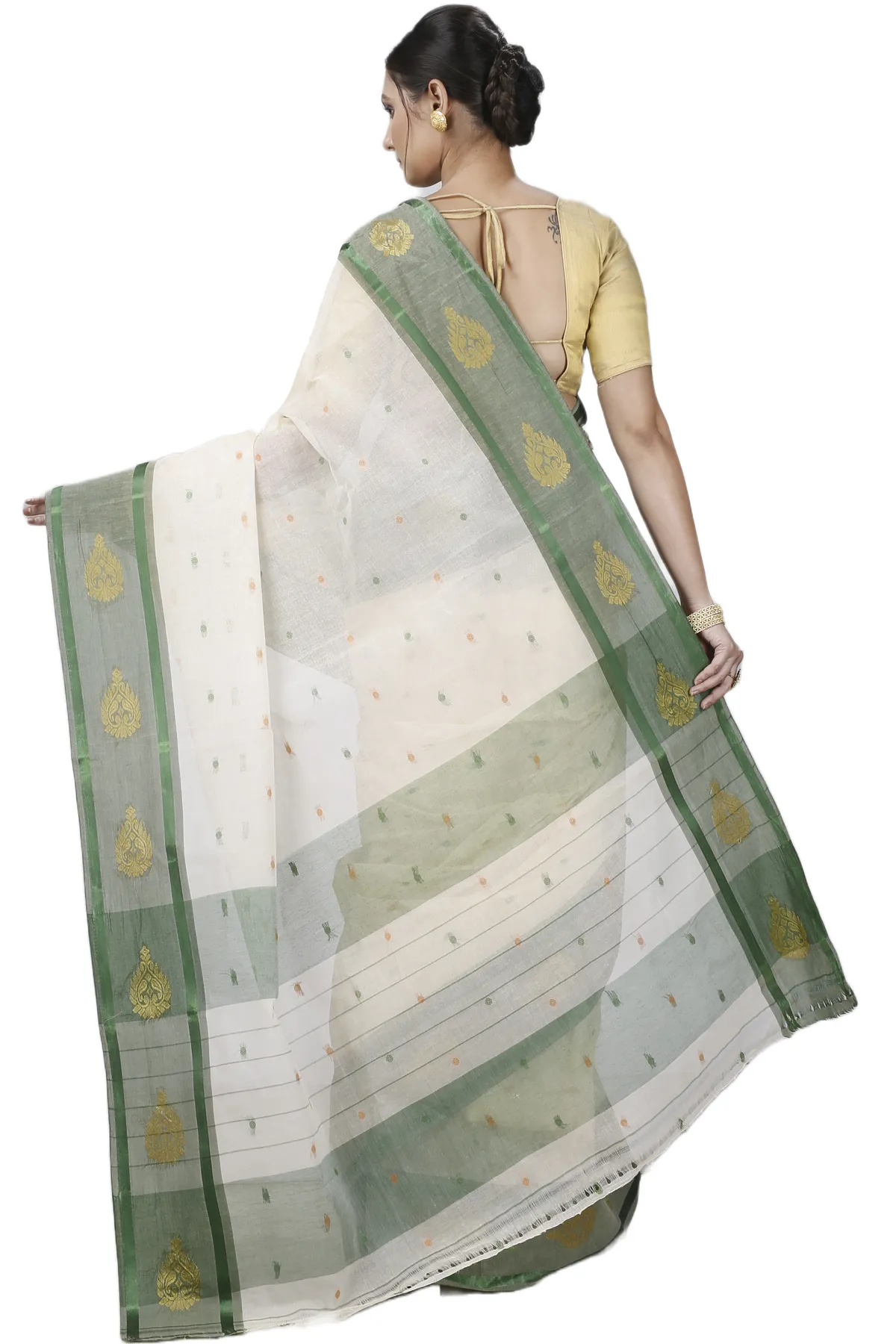 DipDiya Pure Cotton Cream Upala Rooted in Bengal Tant Sarees
