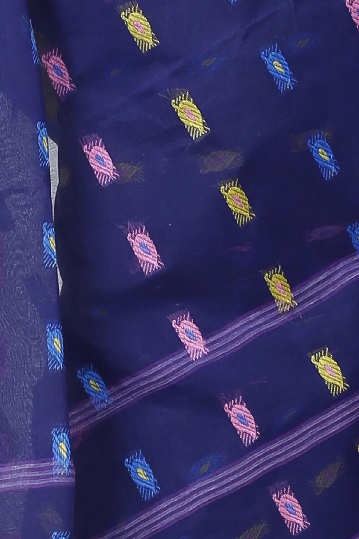 DipDiya Pure Cotton Dark Blue Nayan Heritage of Bengal Tant Sarees