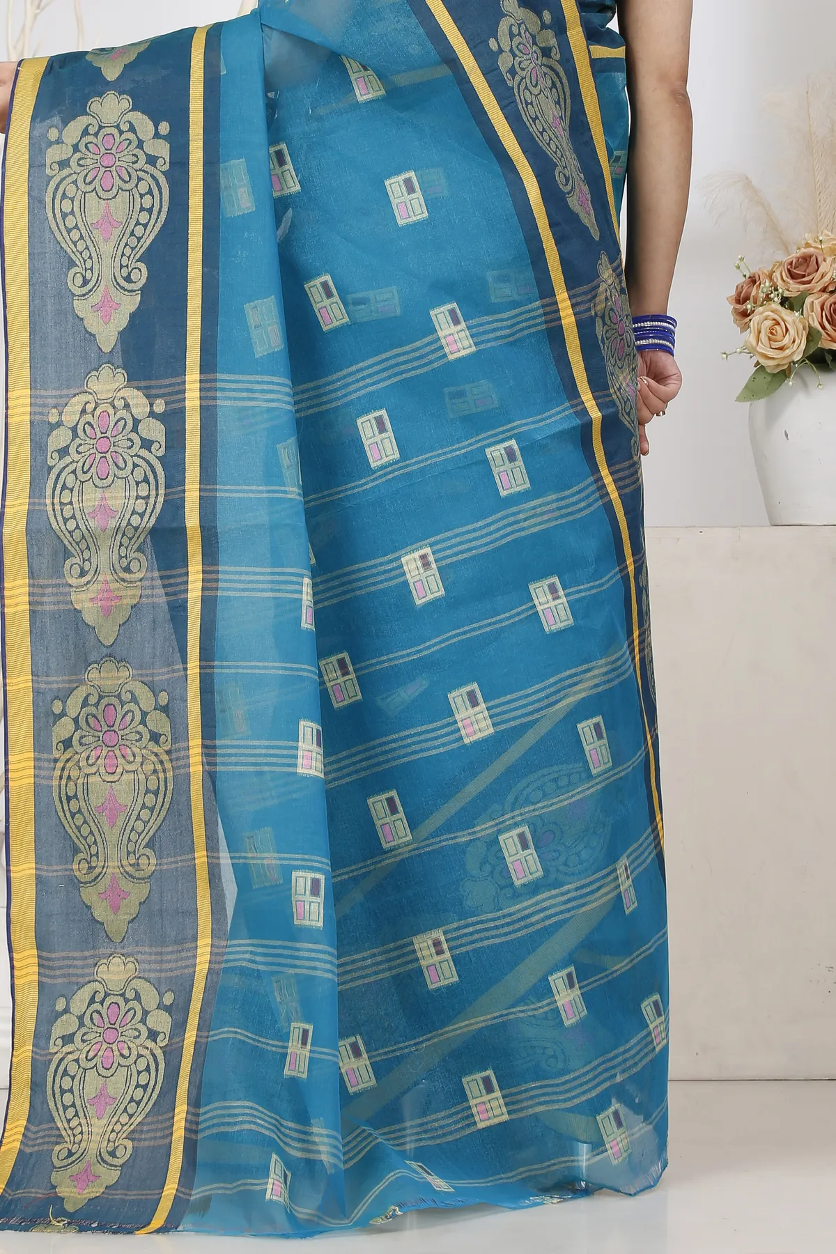 DipDiya Pure Cotton Dark Green Mitul The Bengali Classic Tant Sarees