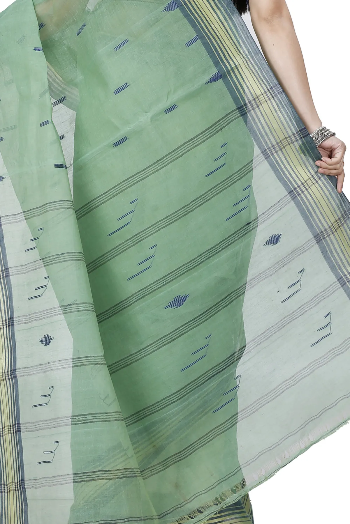 DipDiya Pure Cotton Dark Green Naman The Bengali Classic Tant Sarees