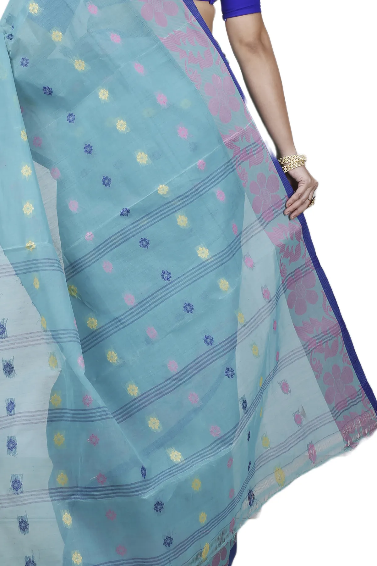 DipDiya Pure Cotton Dark Green Ushi Grace of Bengal Tant Sarees