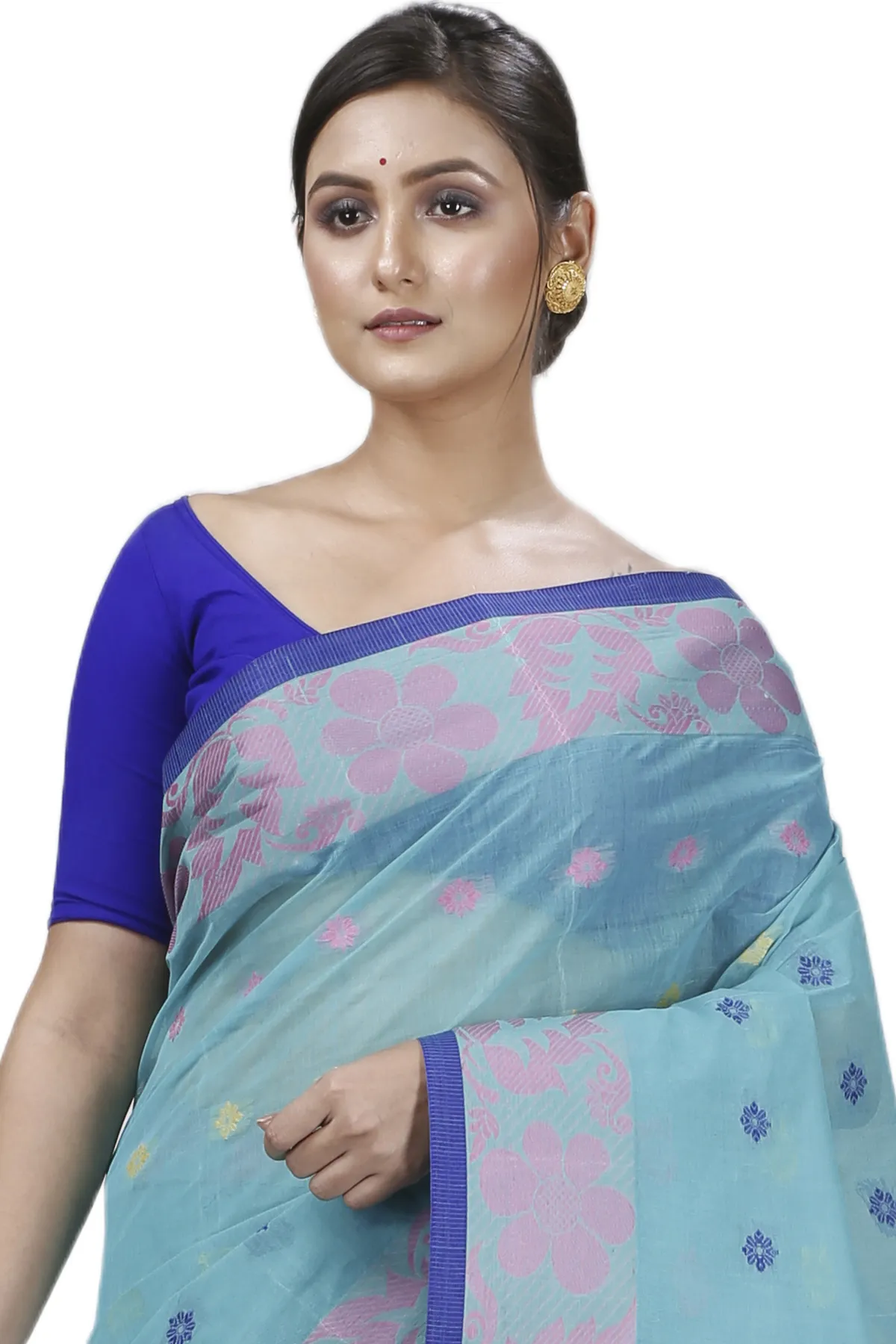 DipDiya Pure Cotton Dark Green Ushi Grace of Bengal Tant Sarees