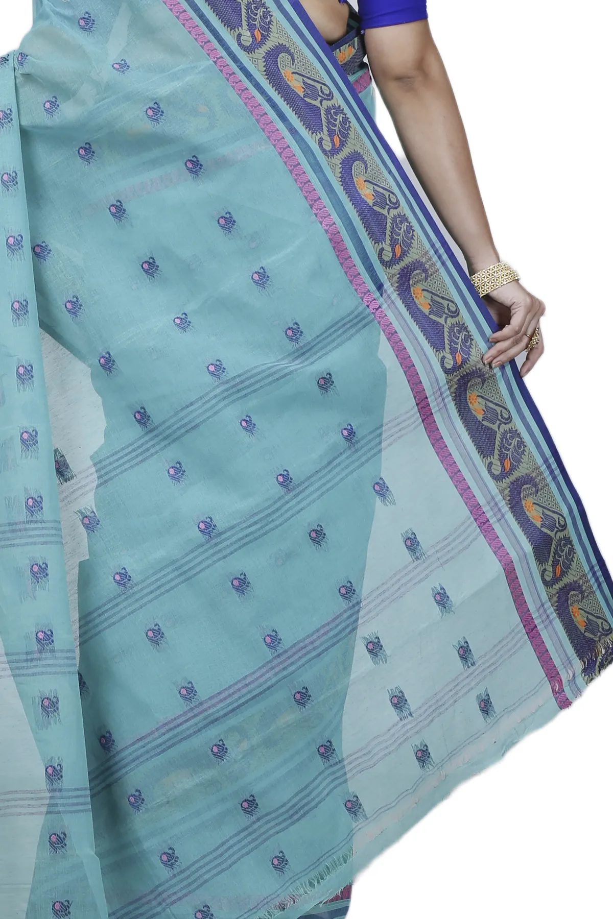 DipDiya Pure Cotton Dark Green Utkal Bengali Heritage Tant Sarees