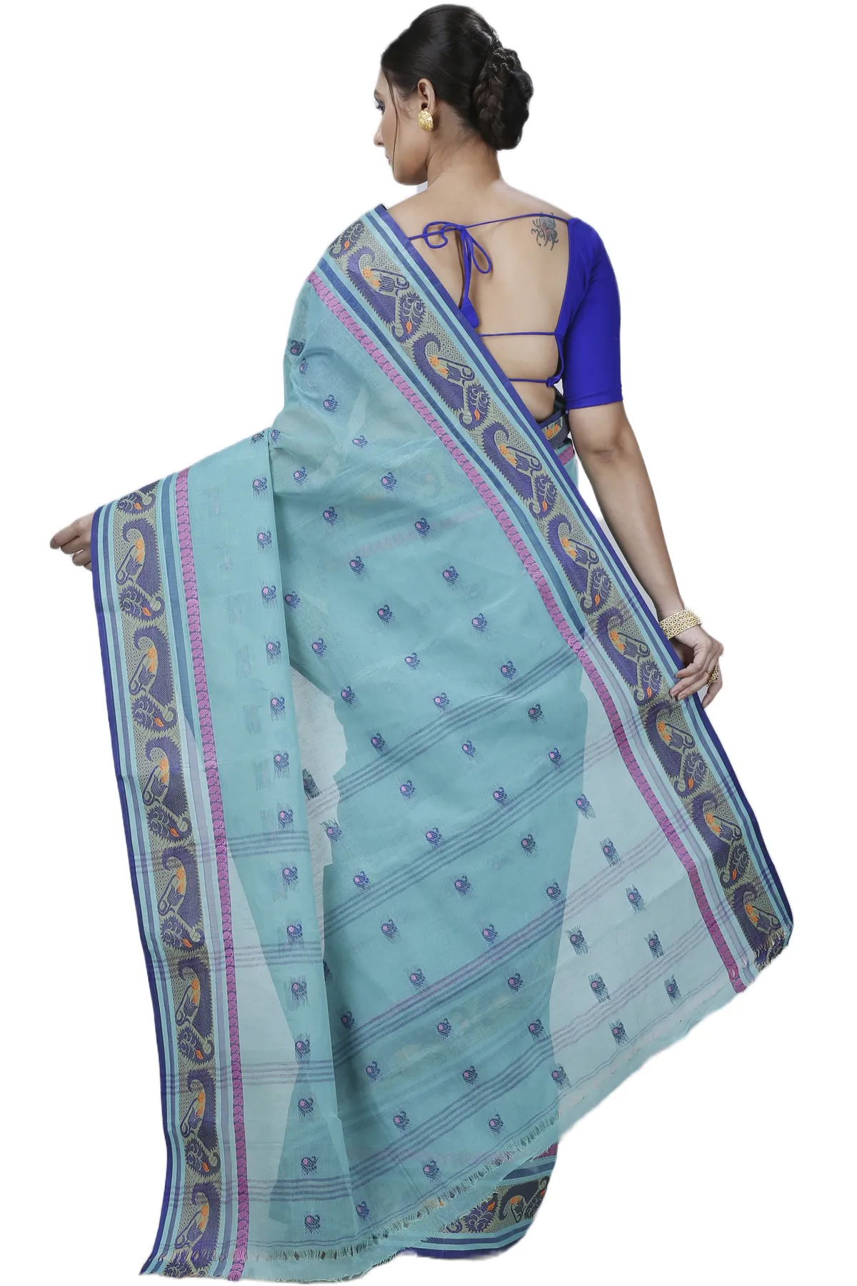DipDiya Pure Cotton Dark Green Utkal Bengali Heritage Tant Sarees