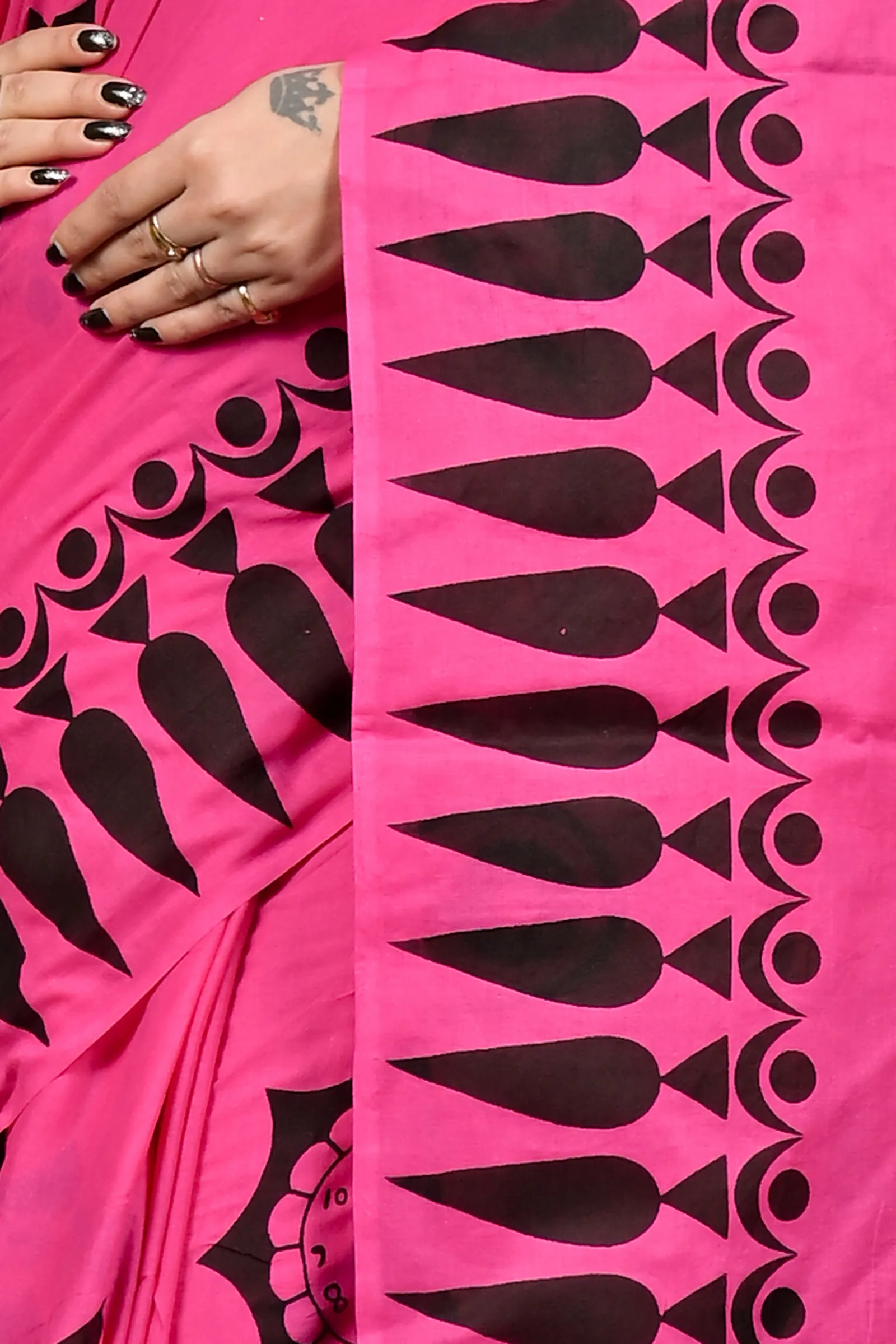 DipDiya Pure Cotton Dark Pink Febui Bengal’s Tradition Printed Handloom Sarees