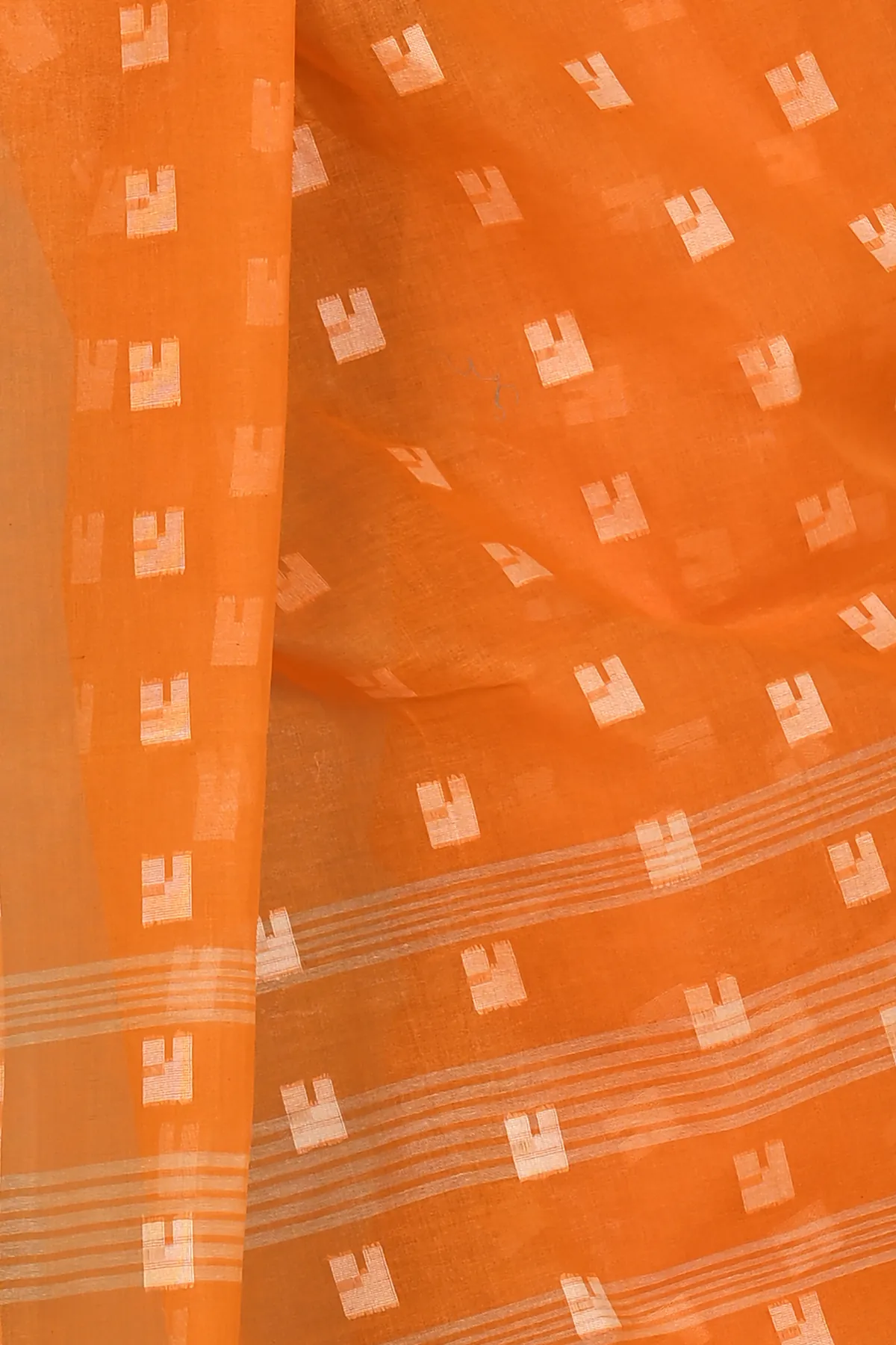 DipDiya Pure Cotton Dark Yellow Aptuk Weaves with a Story Tant Sarees