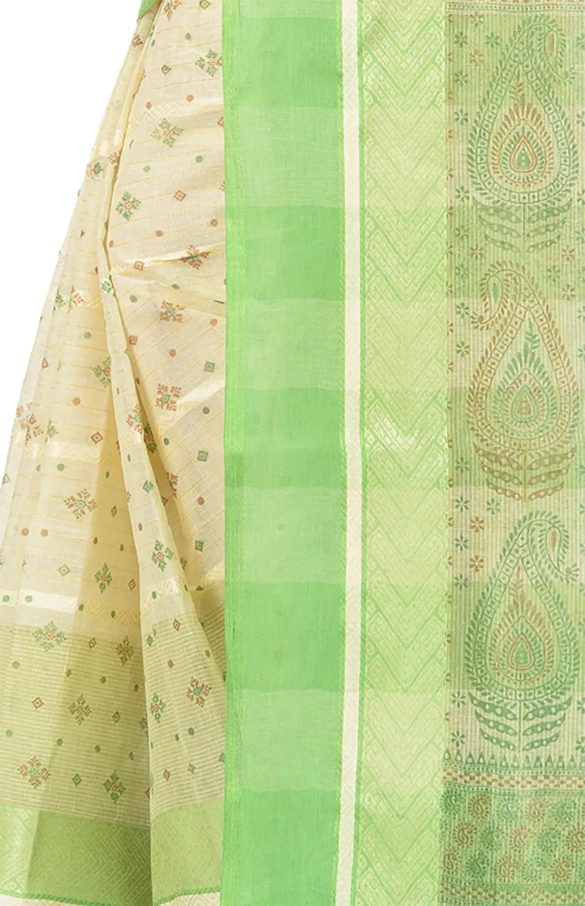 DipDiya Pure Cotton Green ANARKOLI PRINT Wrapped in Heritage Printed Tant Sarees