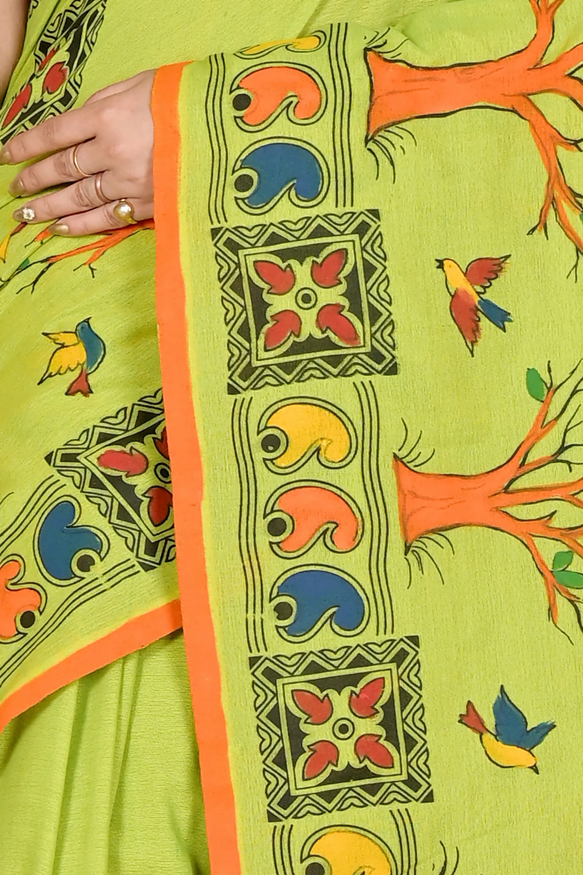 DipDiya Pure Cotton Green Asu Classic Bengali Handloom Sarees