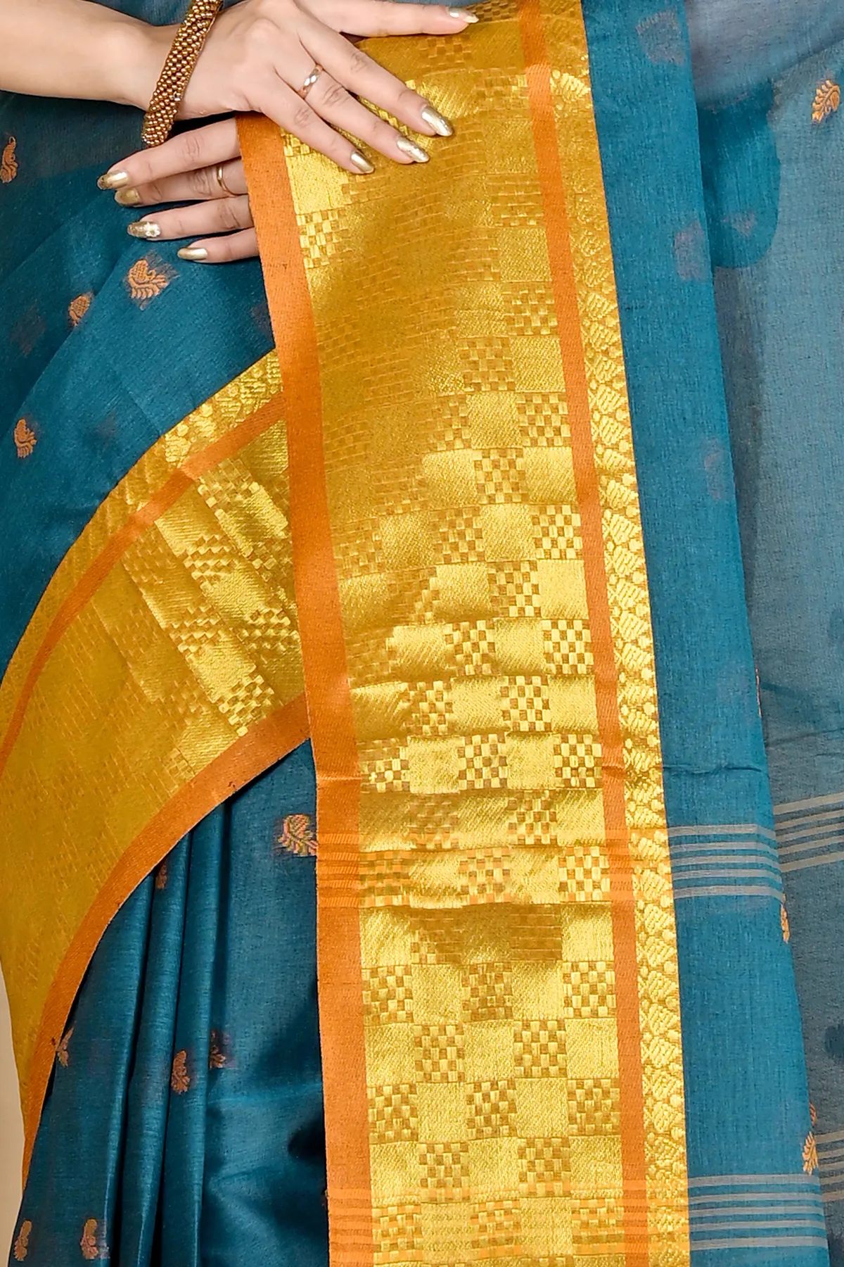 DipDiya Pure Cotton Green Atula Woven with Tradition Tant Sarees