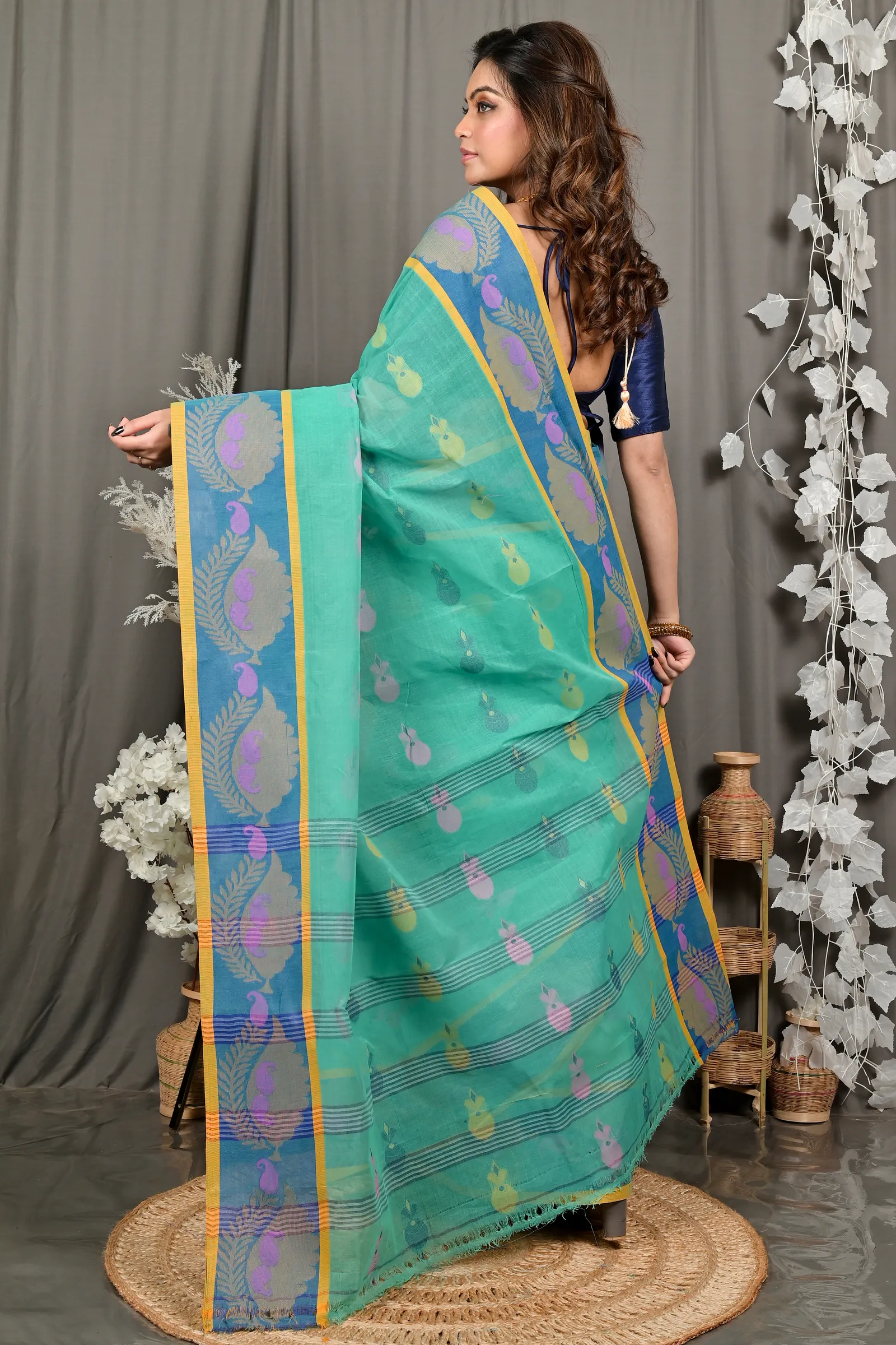 DipDiya Pure Cotton Green Debui Elegant by Tradition Tant Sarees
