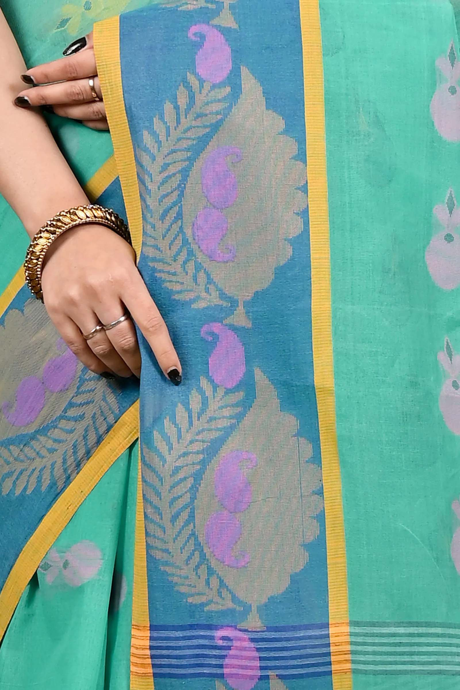 DipDiya Pure Cotton Green Debui Elegant by Tradition Tant Sarees