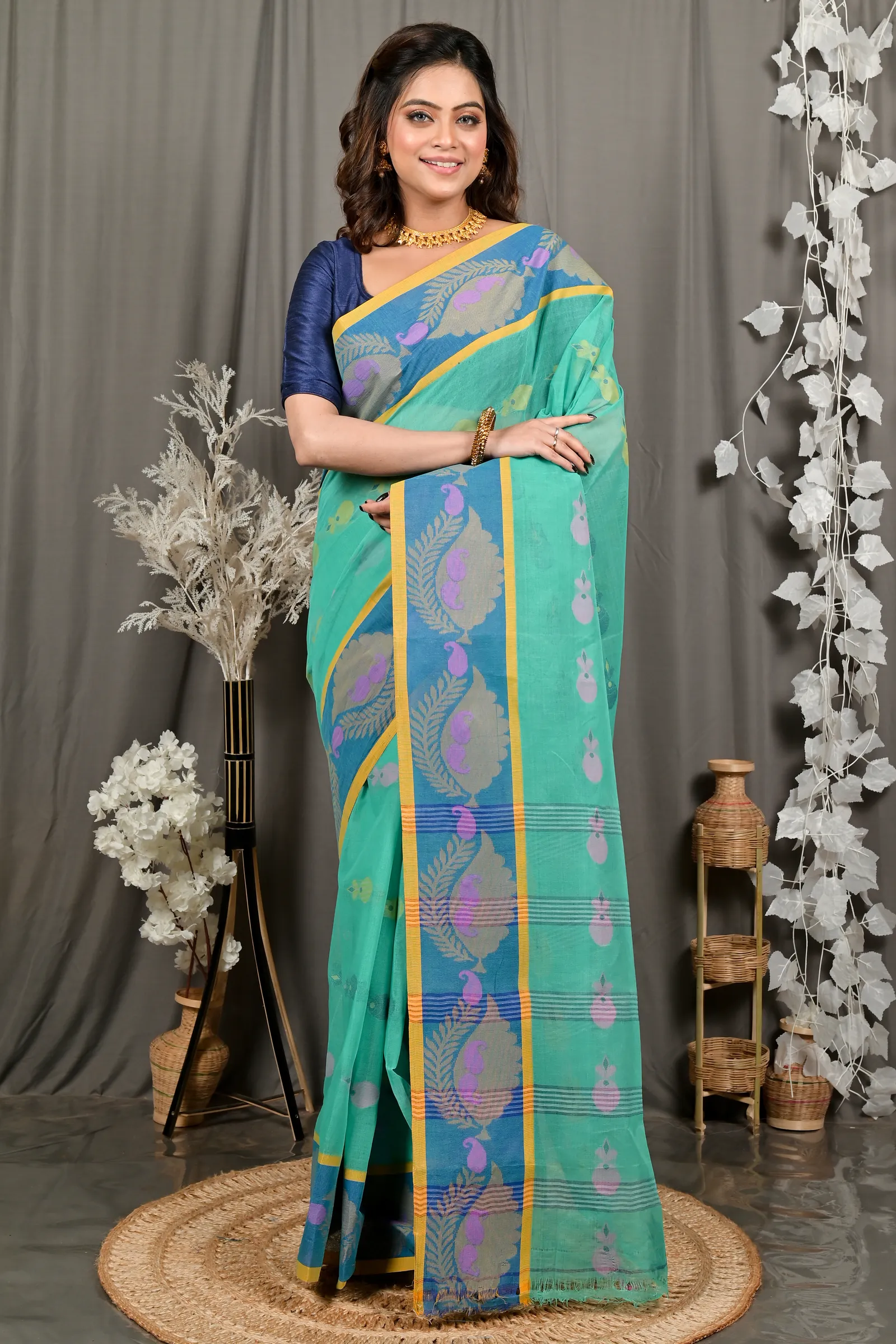 DipDiya Pure Cotton Green Debui Elegant by Tradition Tant Sarees