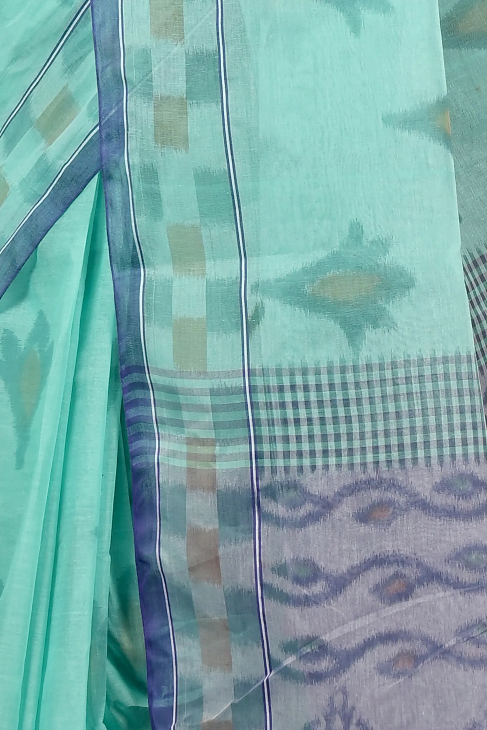 DipDiya Pure Cotton Green Devai Loom to Love Printed Tant Sarees