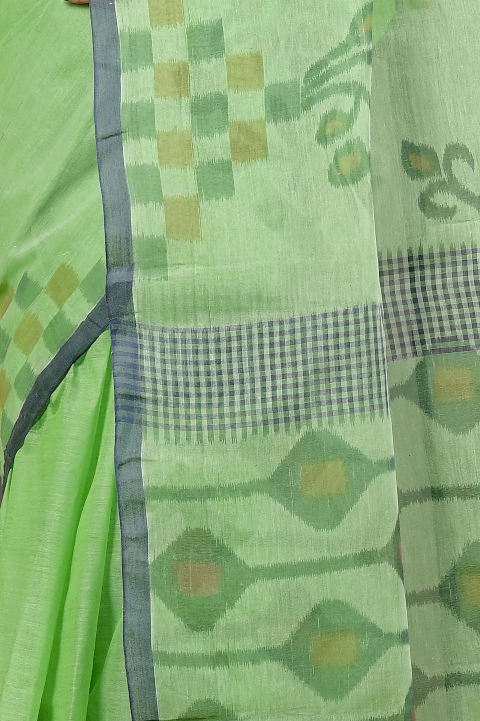 DipDiya Pure Cotton Green Dipui Threads of Tradition Printed Tant Sarees