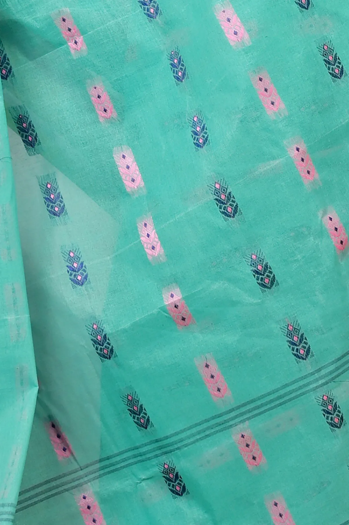 DipDiya Pure Cotton Green Helok Handloom Heritage Tant Sarees