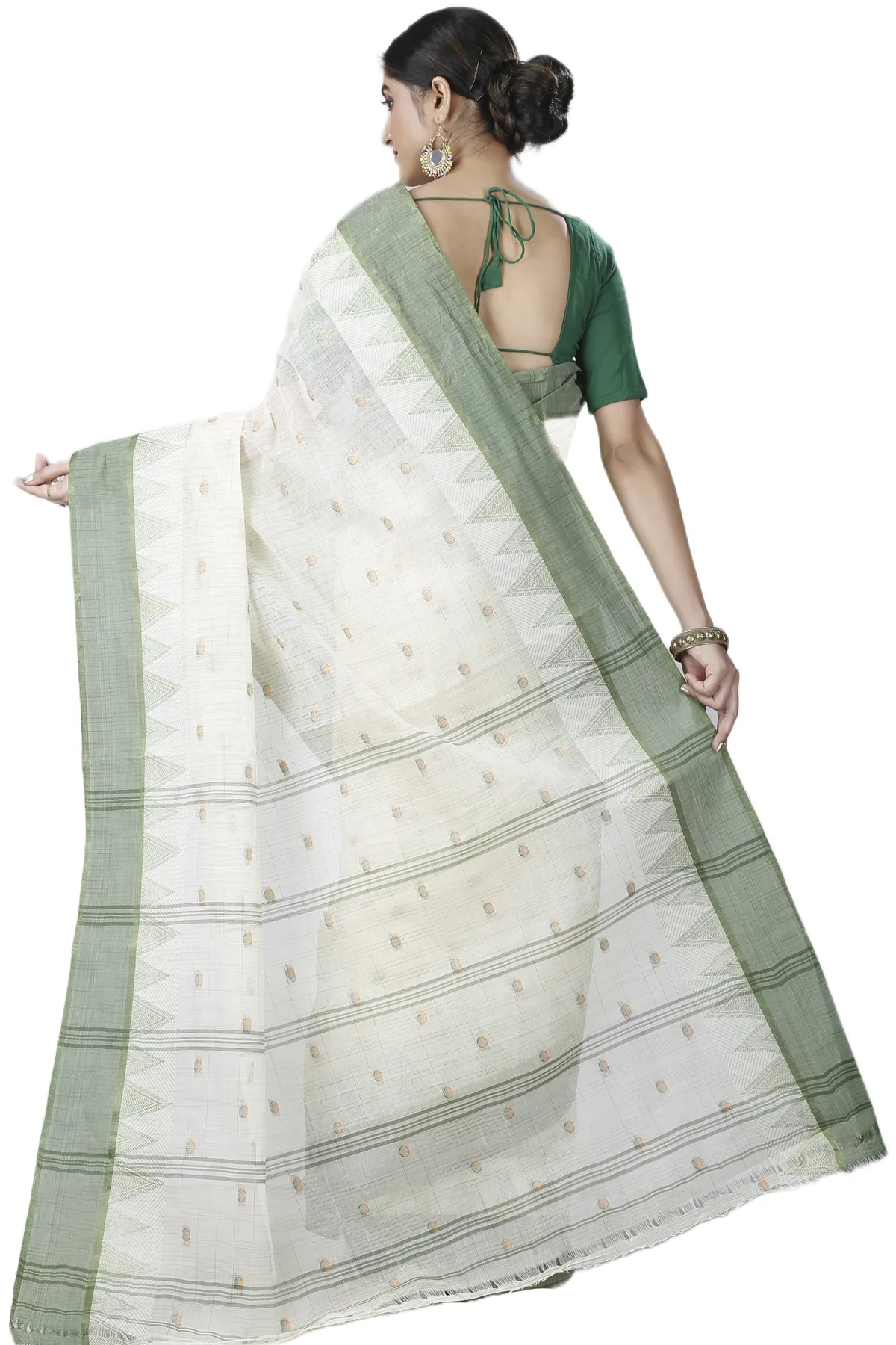 DipDiya Pure Cotton Green Ishvari Threads of Tradition Tant Sarees