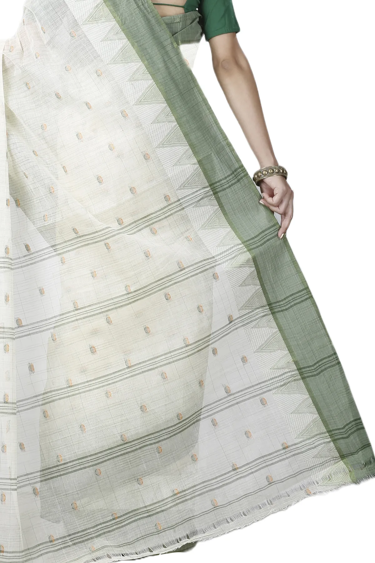 DipDiya Pure Cotton Green Ishvari Threads of Tradition Tant Sarees