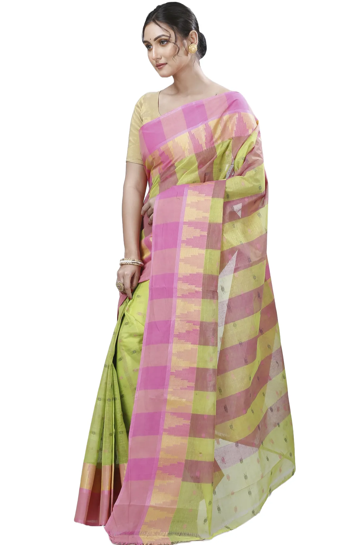 DipDiya Pure Cotton Green Jamuna Loom to Love Tant Sarees