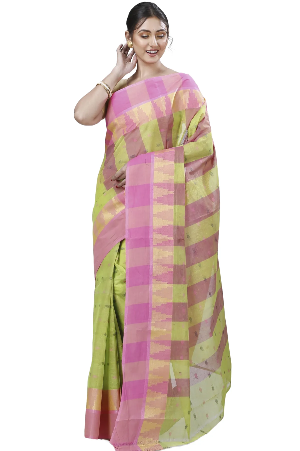 DipDiya Pure Cotton Green Jamuna Loom to Love Tant Sarees