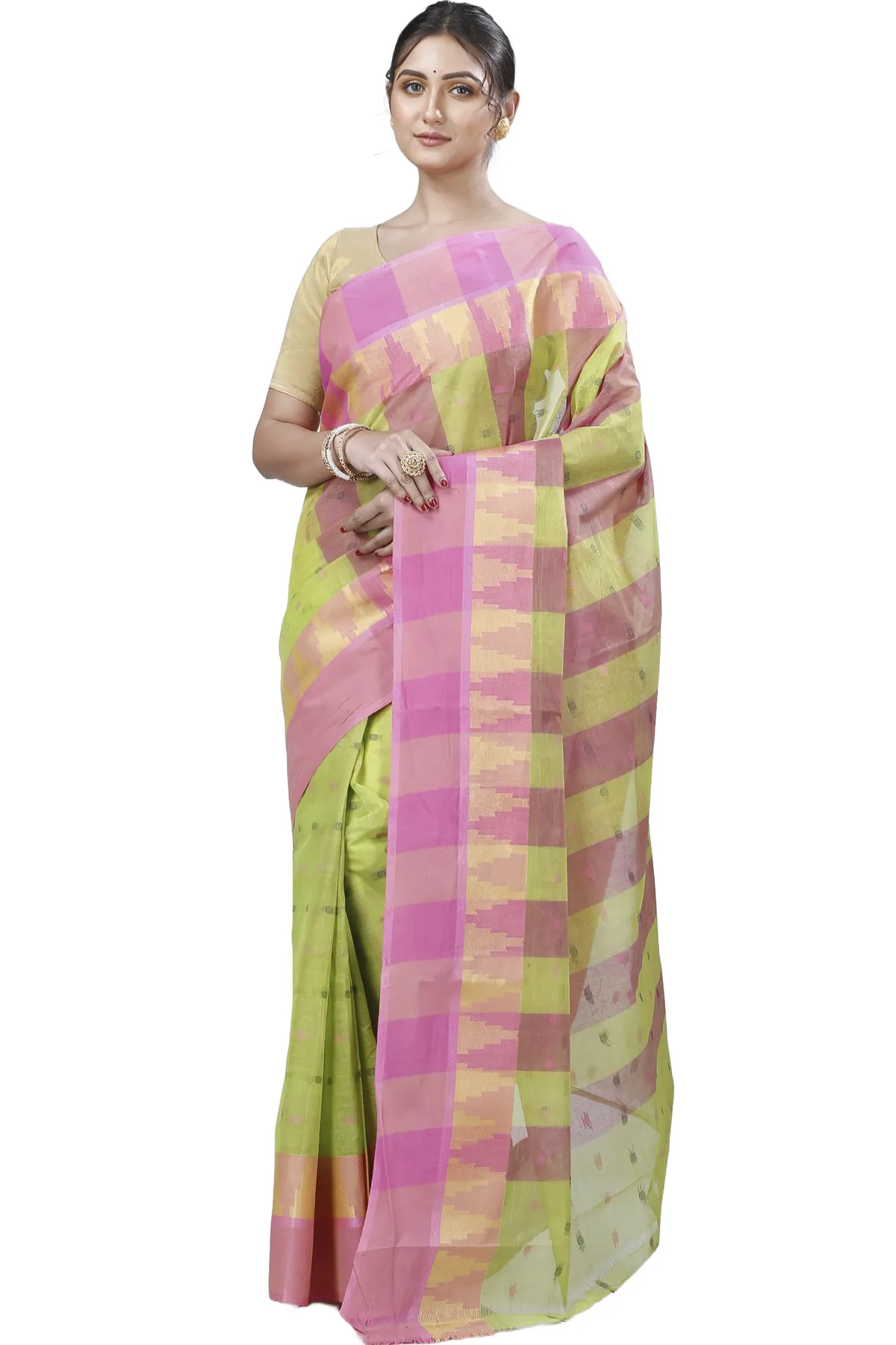 DipDiya Pure Cotton Green Jamuna Loom to Love Tant Sarees