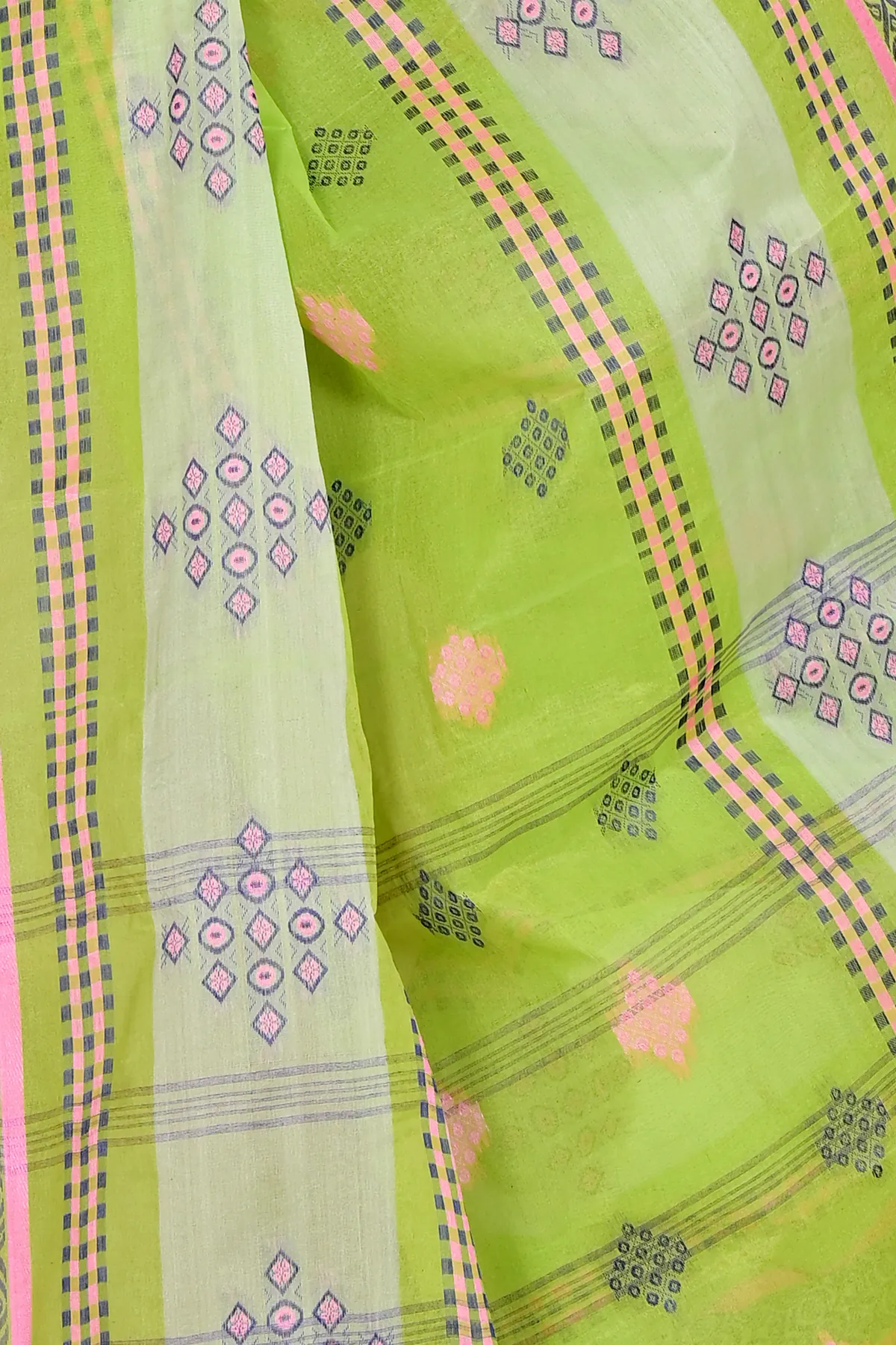 DipDiya Pure Cotton Green Krita Woven with Tradition Tant Sarees