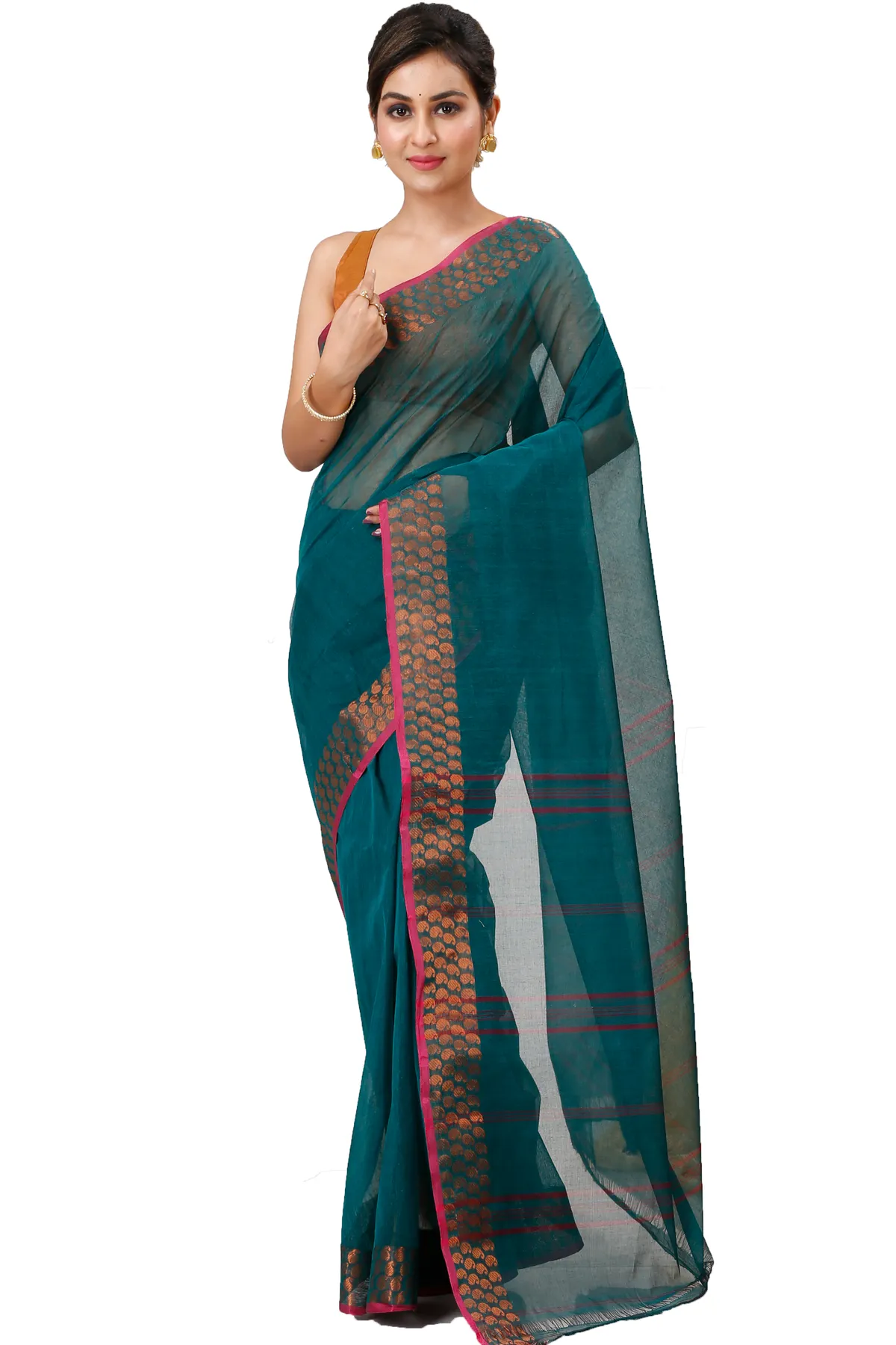 DipDiya Pure Cotton Green Lilan Heritage You Can Wear Tant Sarees