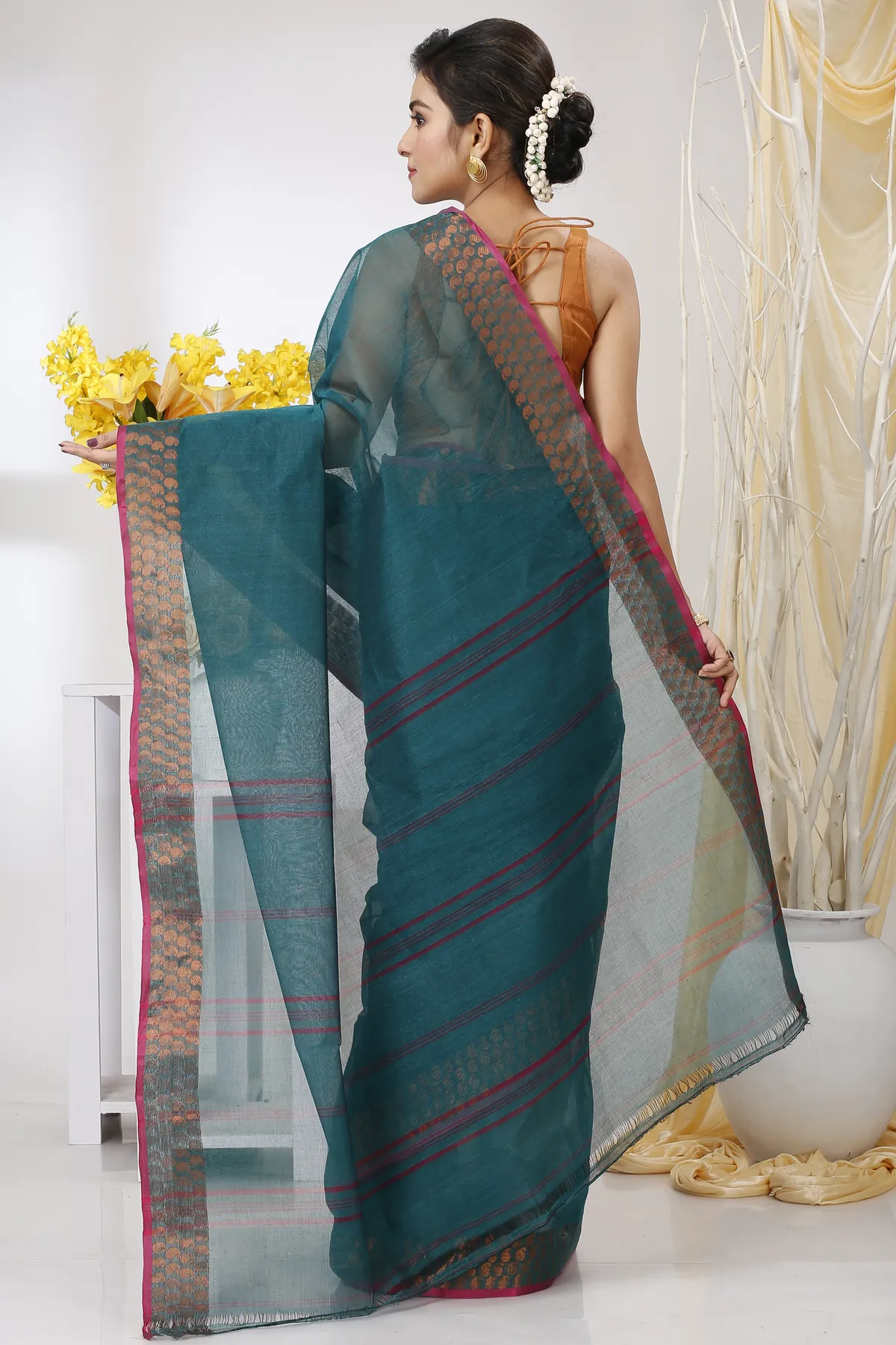 DipDiya Pure Cotton Green Lilan Heritage You Can Wear Tant Sarees