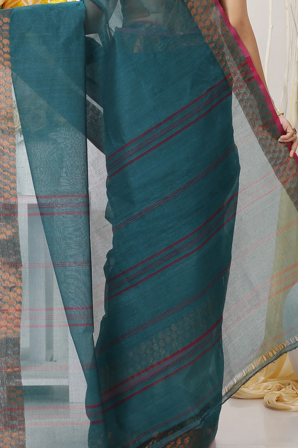 DipDiya Pure Cotton Green Lilan Heritage You Can Wear Tant Sarees