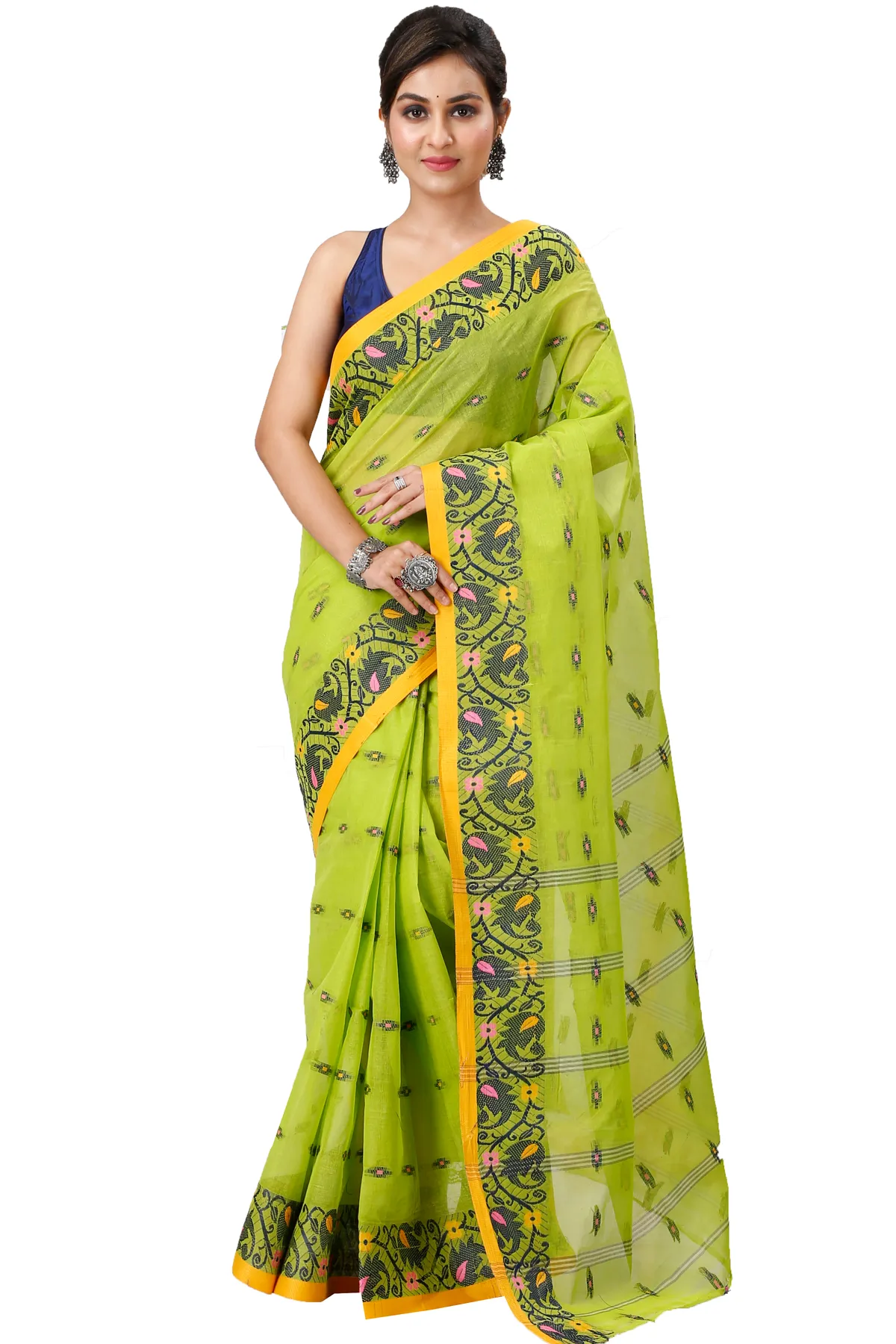 DipDiya Pure Cotton Green Lucy Crafted in Bengal Tant Sarees
