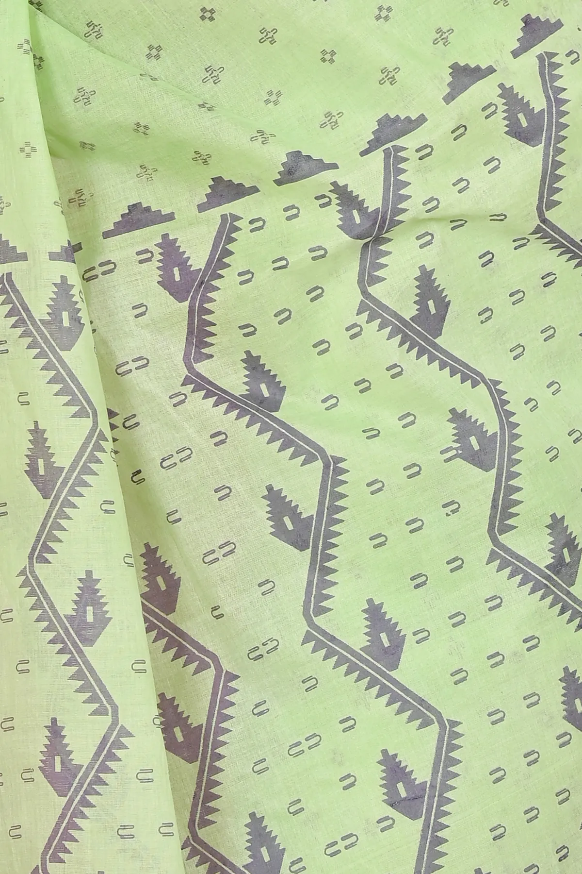 DipDiya Pure Cotton Green Luvna Crafted with Soul Printed Tant Sarees