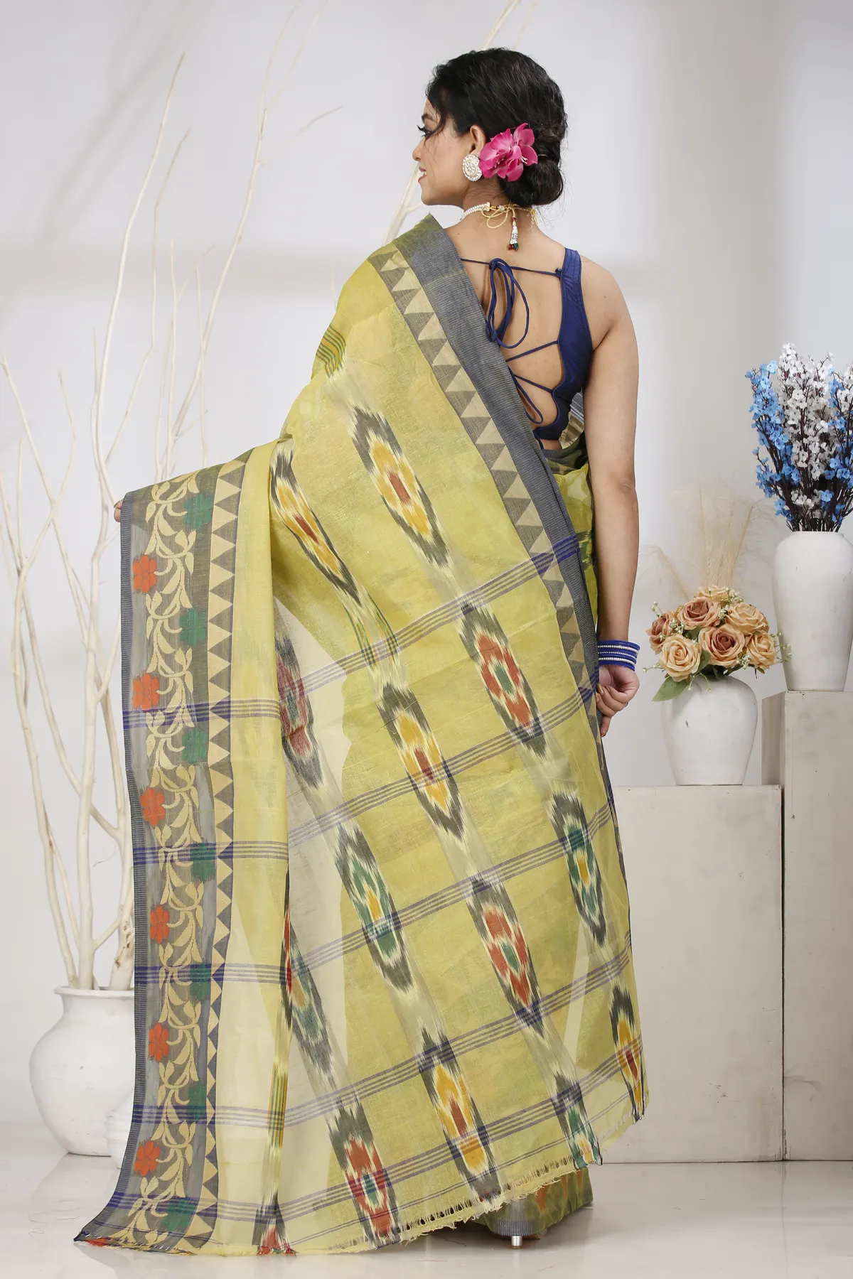 DipDiya Pure Cotton Green Mili Pure Bengali Grace Tant Sarees