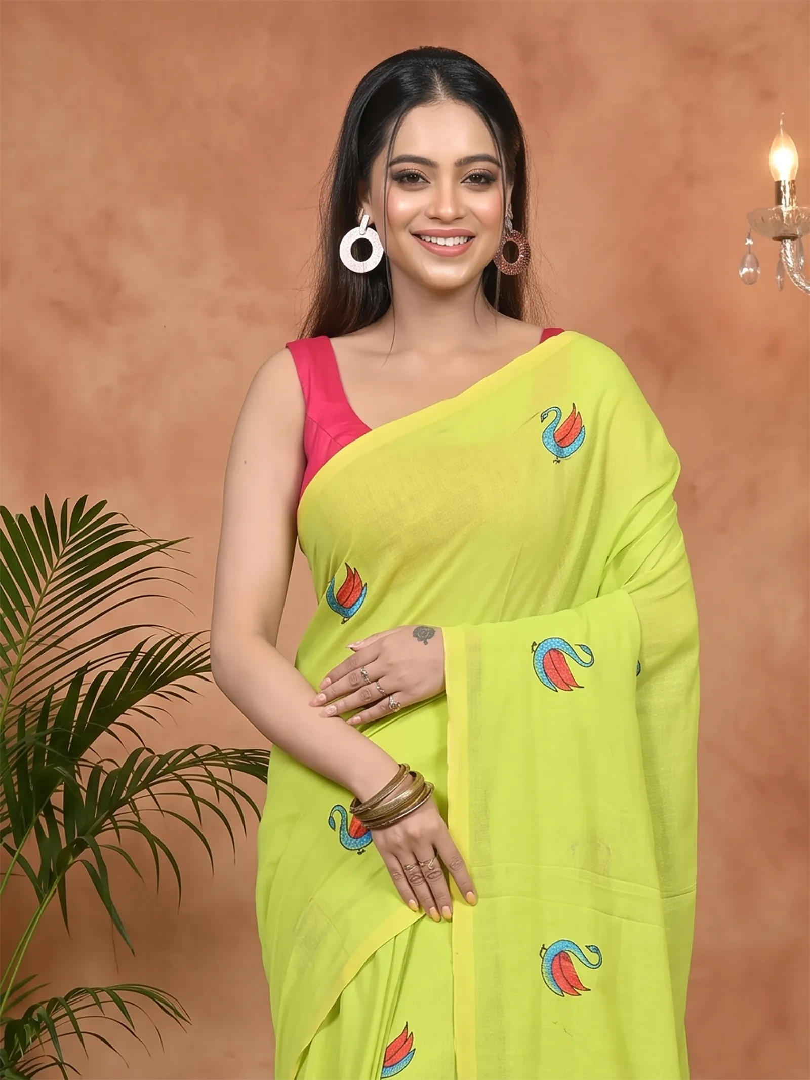 DipDiya Pure Cotton Green Norvi Handloom Heritage Embroidery Handloom sarees
